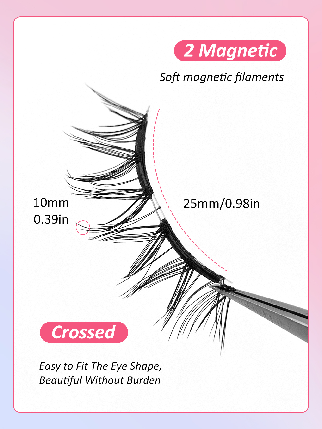 Sibeuna Newly Upgraded 1 Pair of Magnetic False Eyelash With Magnetic Eyelash Curler, Reusable Naturally Long Crossed Magnetic Eyelash, Transparent stem Magnetic Eyelash, Suitable for Dates, Beginners to Use