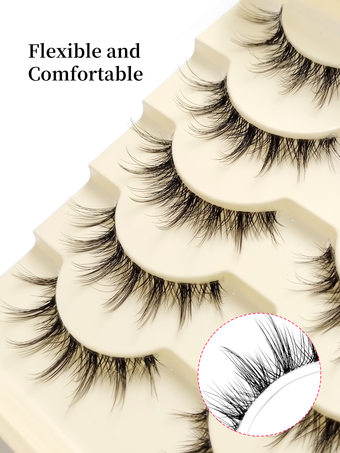 Sibeuna 5 Pairs Manga Lashes False Eyelashes Anime Lashes, Natural Look Wispy Soft Lash Extension, Comic Eye Clear Band Reusable