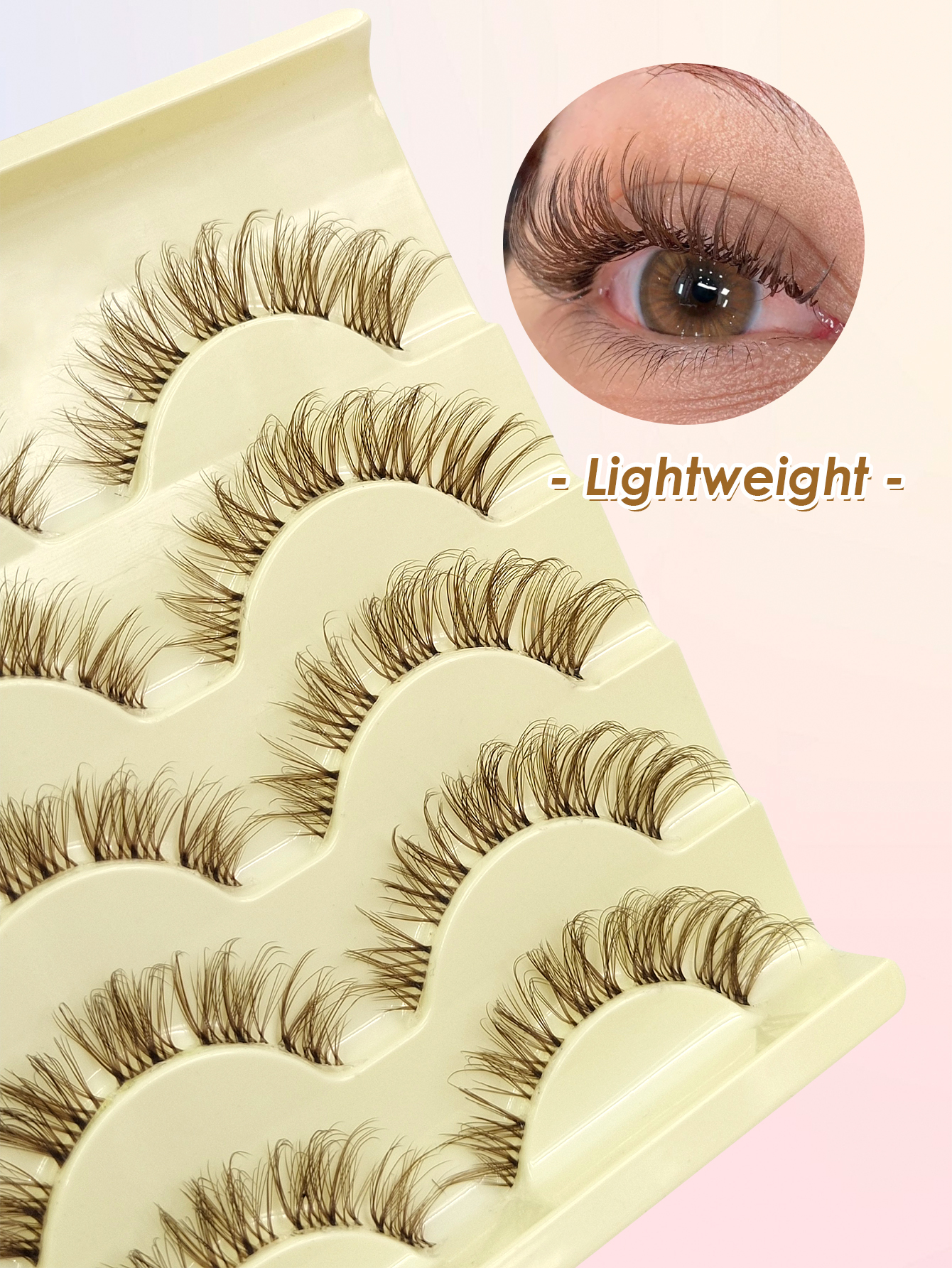 Sibeuna 5 Pairs Natural Look Brown False Eyelashes Manga Lashes Wispy Dramatic Soft Brown Lash Extensions Natural Lashes Extension Makeup Strip Lashes
