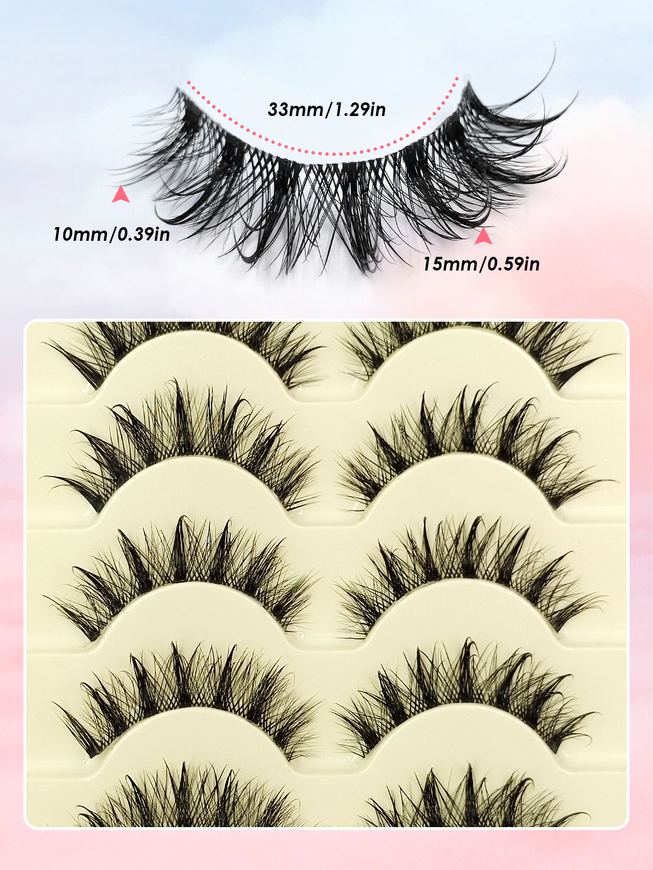 Sibeuna 5 Pairs Wet Lashes Wet Look Messy False Eyelashes - Spiky Manga Lashes Clear Band False Eyelashes Natural Look Enlarged Eye , Reusable Suitable For Daily & Gorgeous Party Makeup