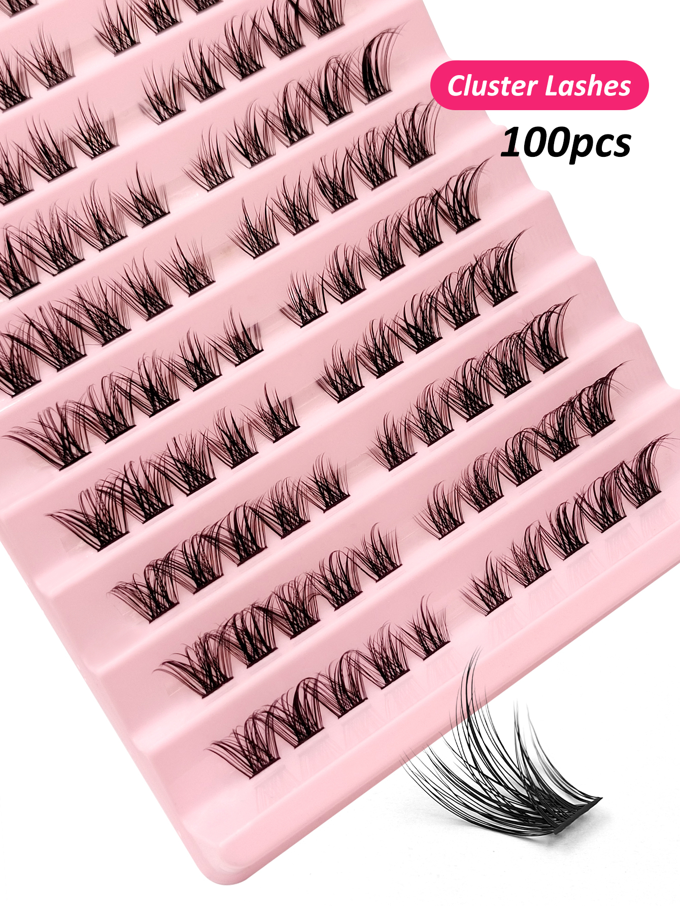 Sibeuna 100PCS (8-16mm) of Fox Eyelash D Curly Faux Mink Eyelash Expansion , Natural Appearance And Soft Personal Long Eyelash, Box Mix Natural Look