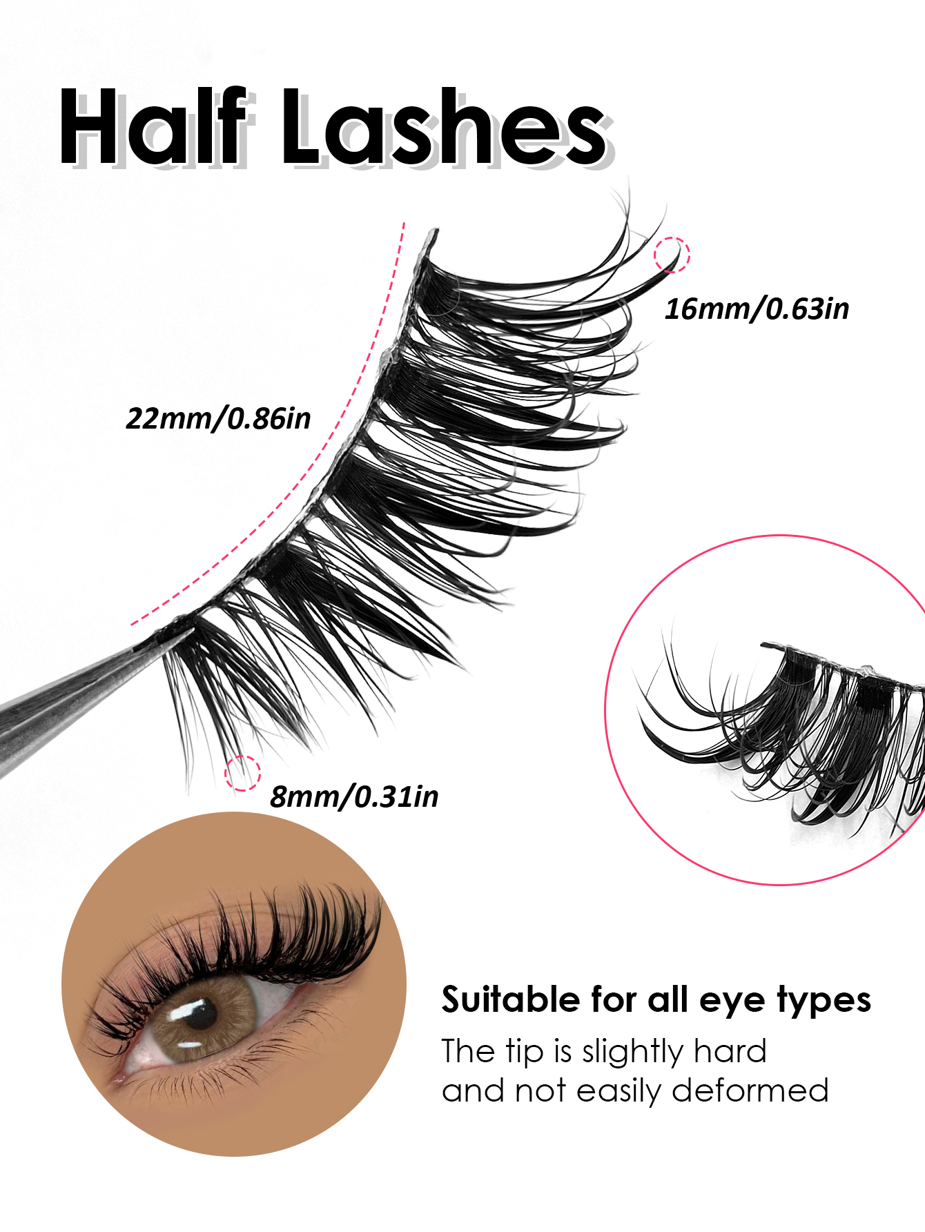 Sibeuna 6 Pairs Half Wet Lashes Manga Lashes Winged Lashes Wet Look Lashes ,False Eyelashes Anime Lashes Natural Look Wispy Faux Mink Lashes Half Lash Extension Makeup Strip Lashes,Manhua Lashes,Wet Eyelashes,Fake Lashes