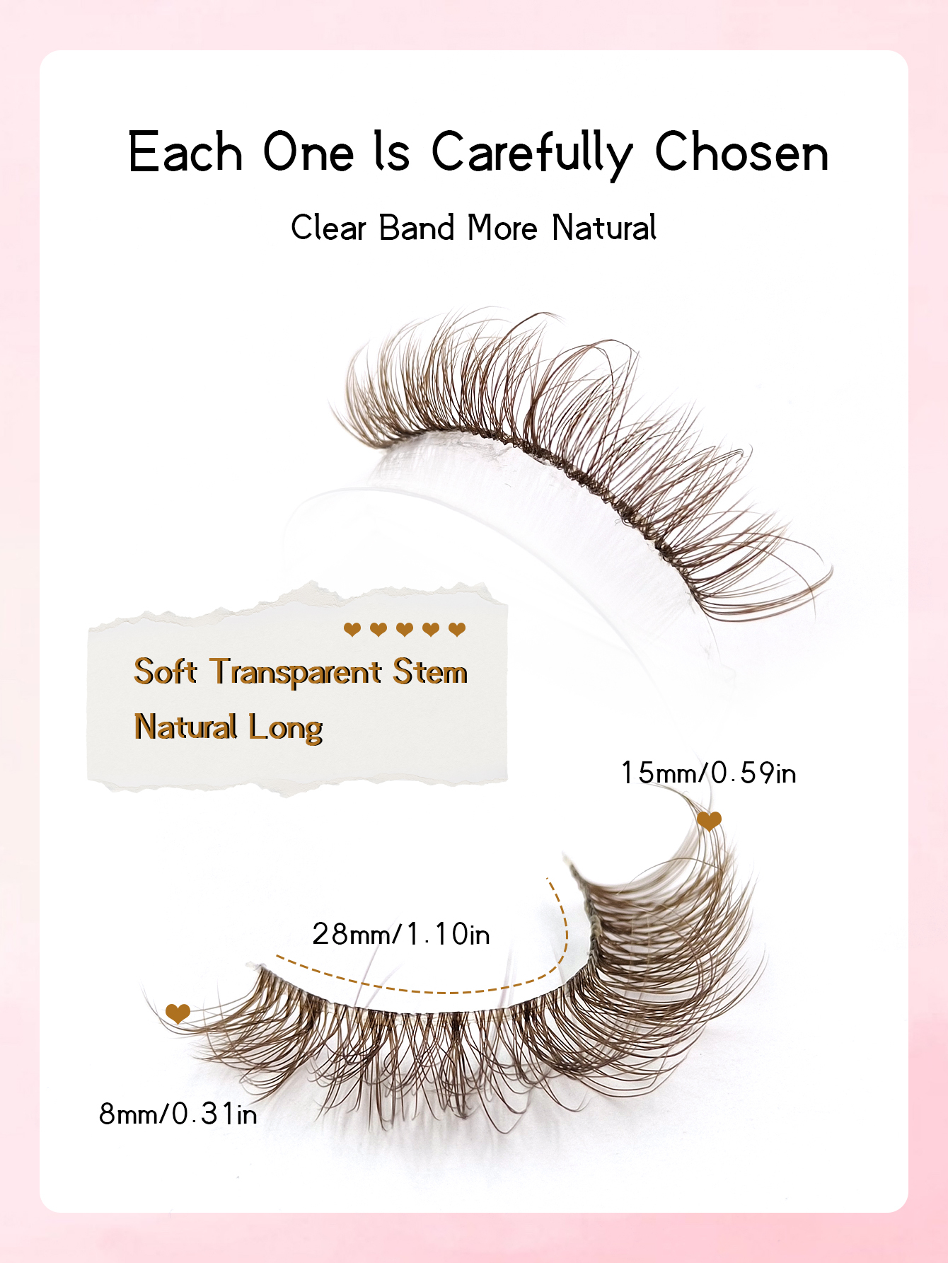 Sibeuna 5 Pairs Clear Band Brown False Eyelashes Natural Eyelash Wispy Fluffy Eyelash Daily Reusable Eyelash Extension Makeup
