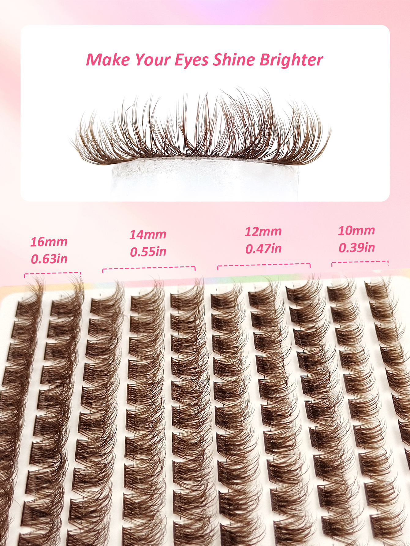 110pcs Fluffy Brown Cluster Lash Extensions, Fluffy Crossed Individual Segmented False Lashes D Curl Faux Mink Eyelash Clusters For Beginner Natural Daily Makeup