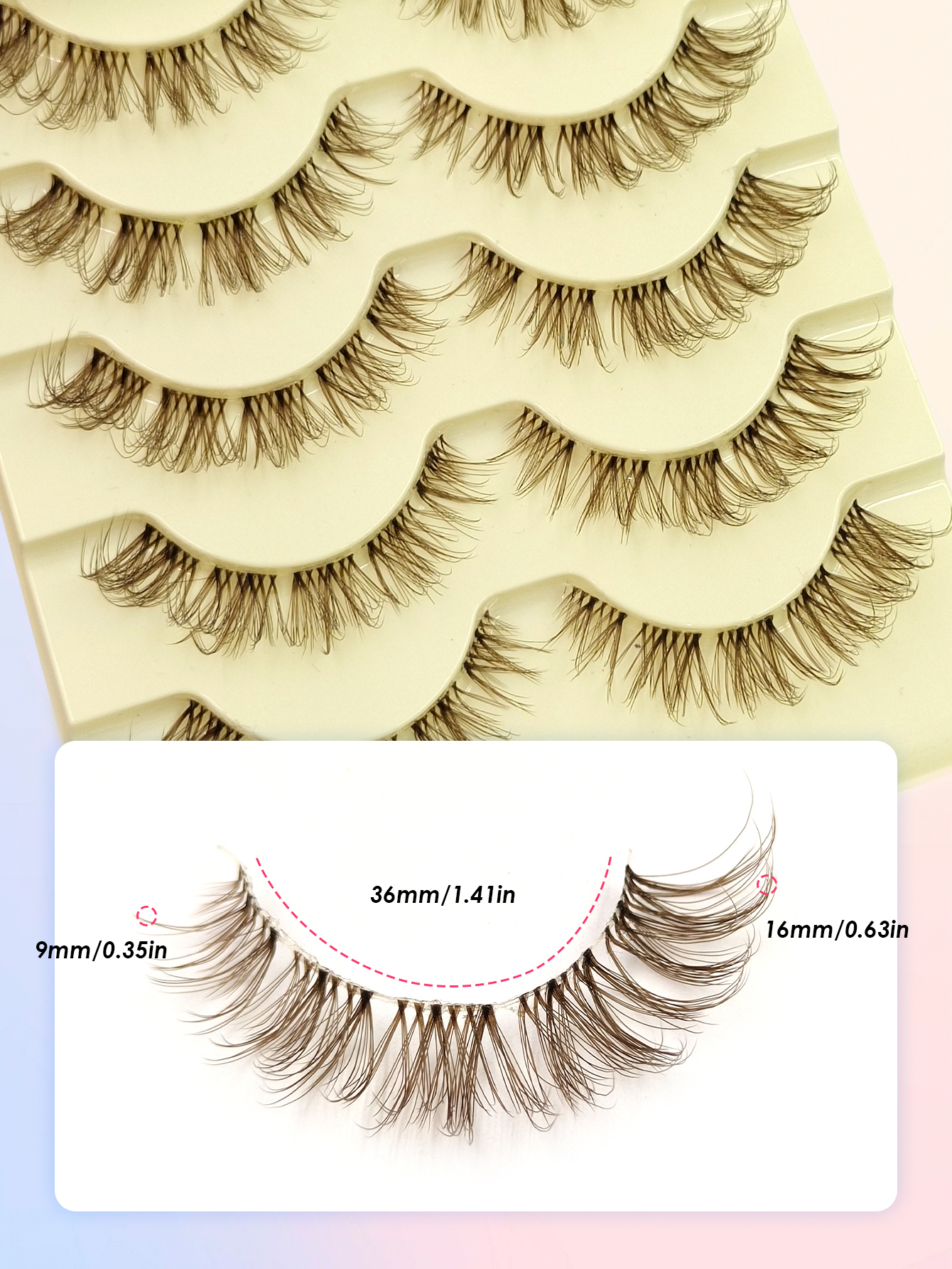 Sibeuna 5 Pairs Natural Look Brown False Eyelashes Manga Lashes Wispy Dramatic Soft Brown Lash Extensions Natural Lashes Extension Makeup Strip Lashes