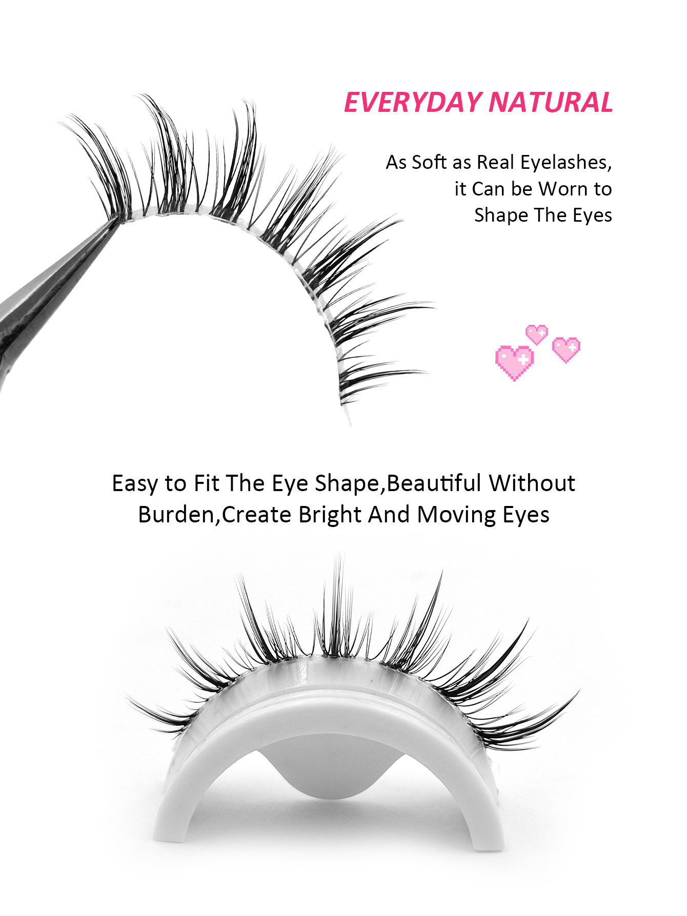 Sibeuna 5 Pairs False Eyelashes Manga Lashes Natural Long Transparent Stem Natural & Cosplay Anime Style, Easy to Apply for Beginners, Dense & Fluffy, Black Tapered Wet Look Extensions