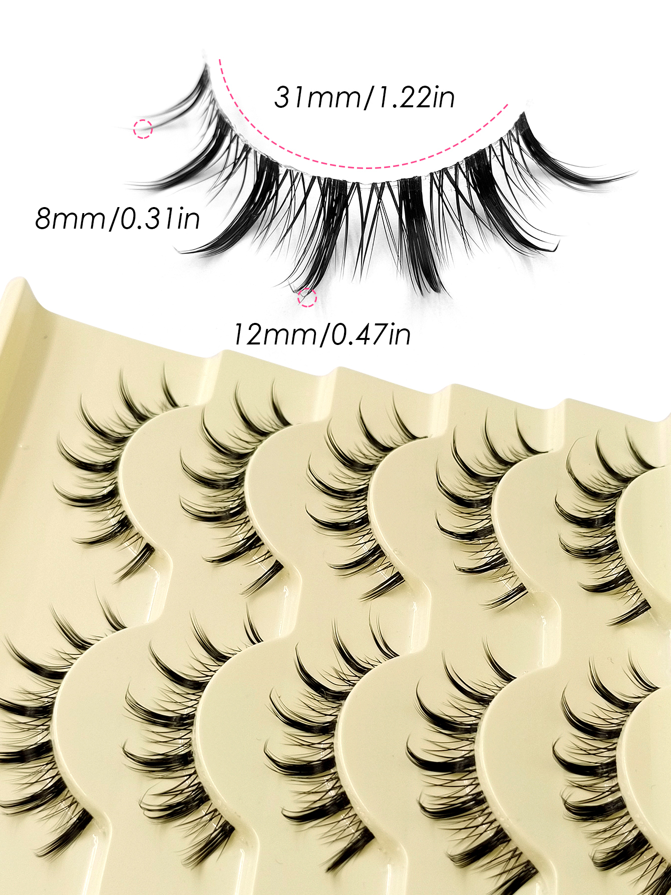 Sibeuna 5 Pairs Fairy Lashes Natural False Eyelashes - Lashes Wispy Transparent Stem Manga Eyelashes, Comic Fairy Design, Perfect for Daily Wear Natural Lashes - Reusable False Eyelashes Natural Look
