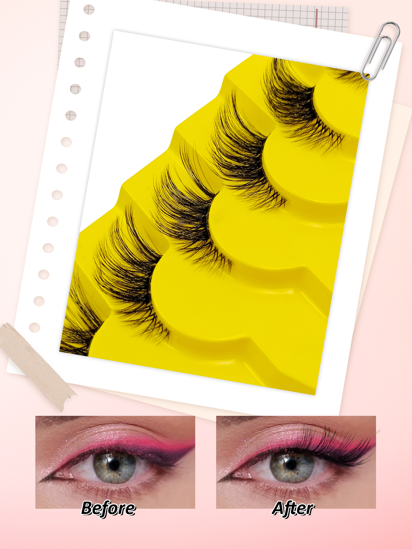 Sibeuna 7 Pairs Of Half-Eye Style Transparent Faux Mink Lashes Hair Natural Style Eye Lashes Natural Winged Lashes Clear Band Reusable Eyelashes ,Corner Eyelashes