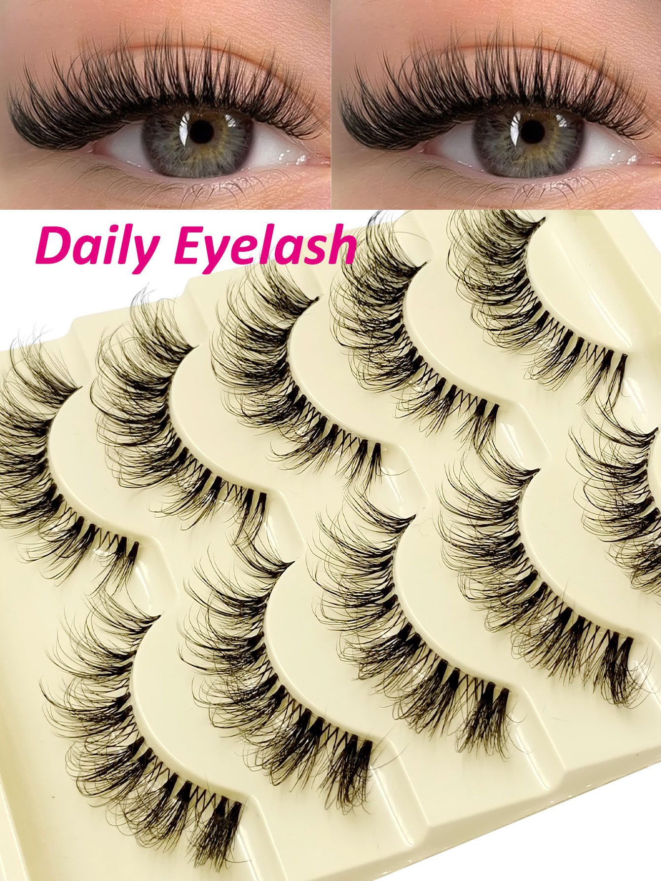 Sibeuna 5 pairs of naturally long false eyelashes, fluffy and natural, transparent stems. These are ideal for daily wear. They are suitable for dates, parties and trips.