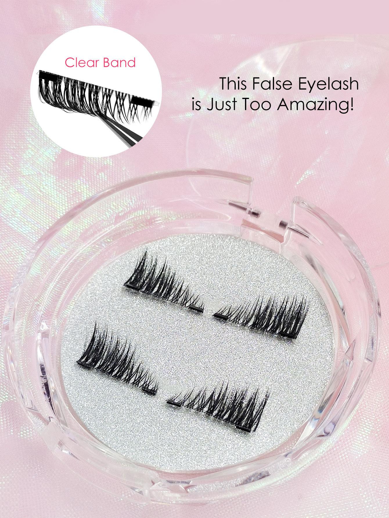 Sibeuna 1 Pair Half False Eyelash,Magnetic False Lashes, Magnetic Half-eye False Lashes, Naturally Dense Magnetic Eyelash, Clear Band - Reusable Portable Magnetic Lashes, Suitable for Beginner Use