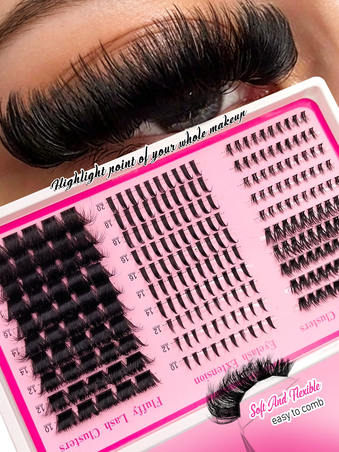 Sibeuna 250pcs 200D Lash Clusters Long 5-20mm Lash Spikes Lower Eyelashes Reusable Bottom Lashes Eyelash Clusters Volume Individual Lashes Spiky Lash Extension Manga Cluster Eyelash Extensions Faux Mink Strips Lashes Thick Lashes With Spikes And Bottoms
