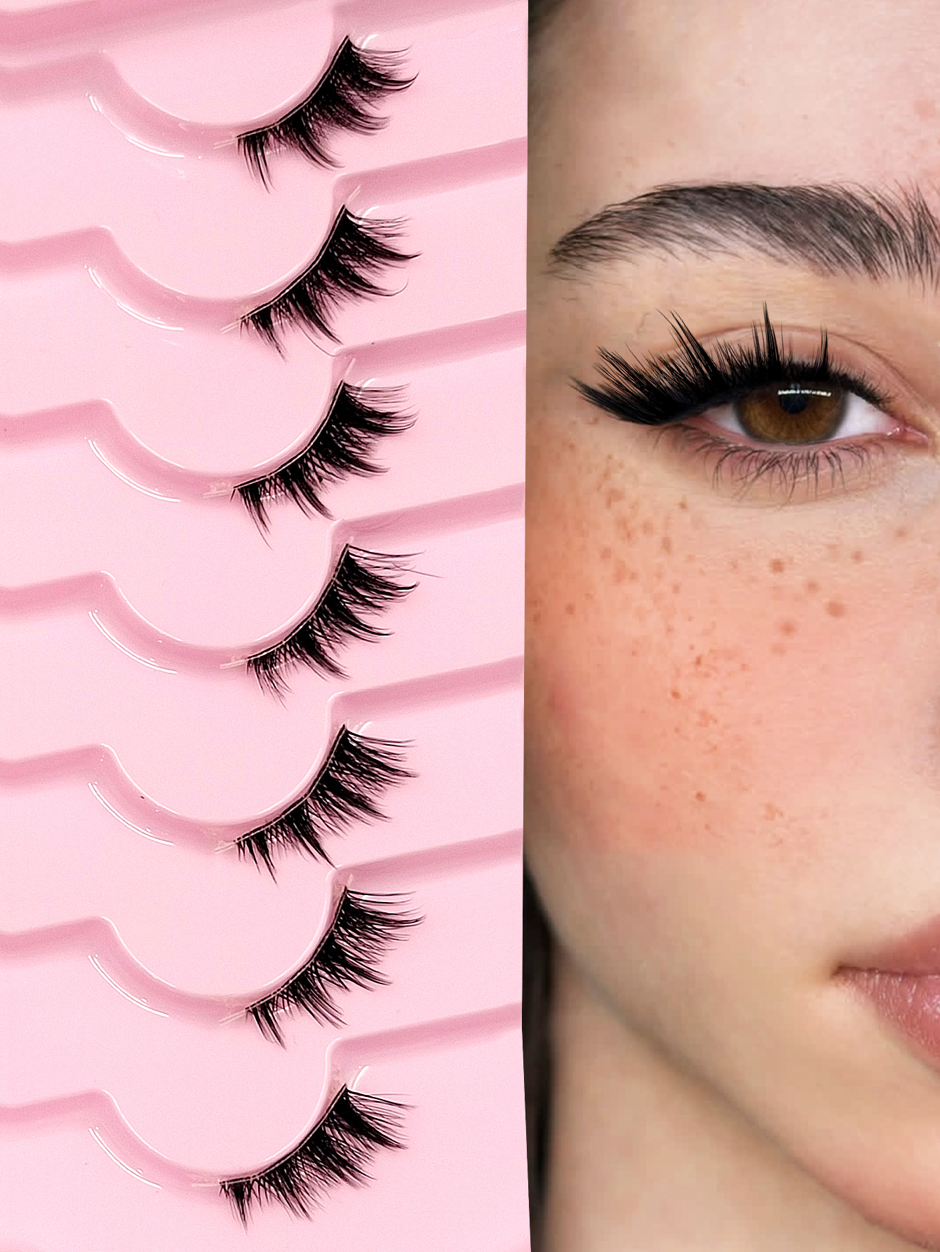 Sibeuna 7 Pairs Of Half Eye Lashes Cartoon Style Lashes Tail Lengthening Eyelashes Thai Eyelashes Cat's Eye Animation Clear Band Lashes Suitable For Daily Style Eye Makeup