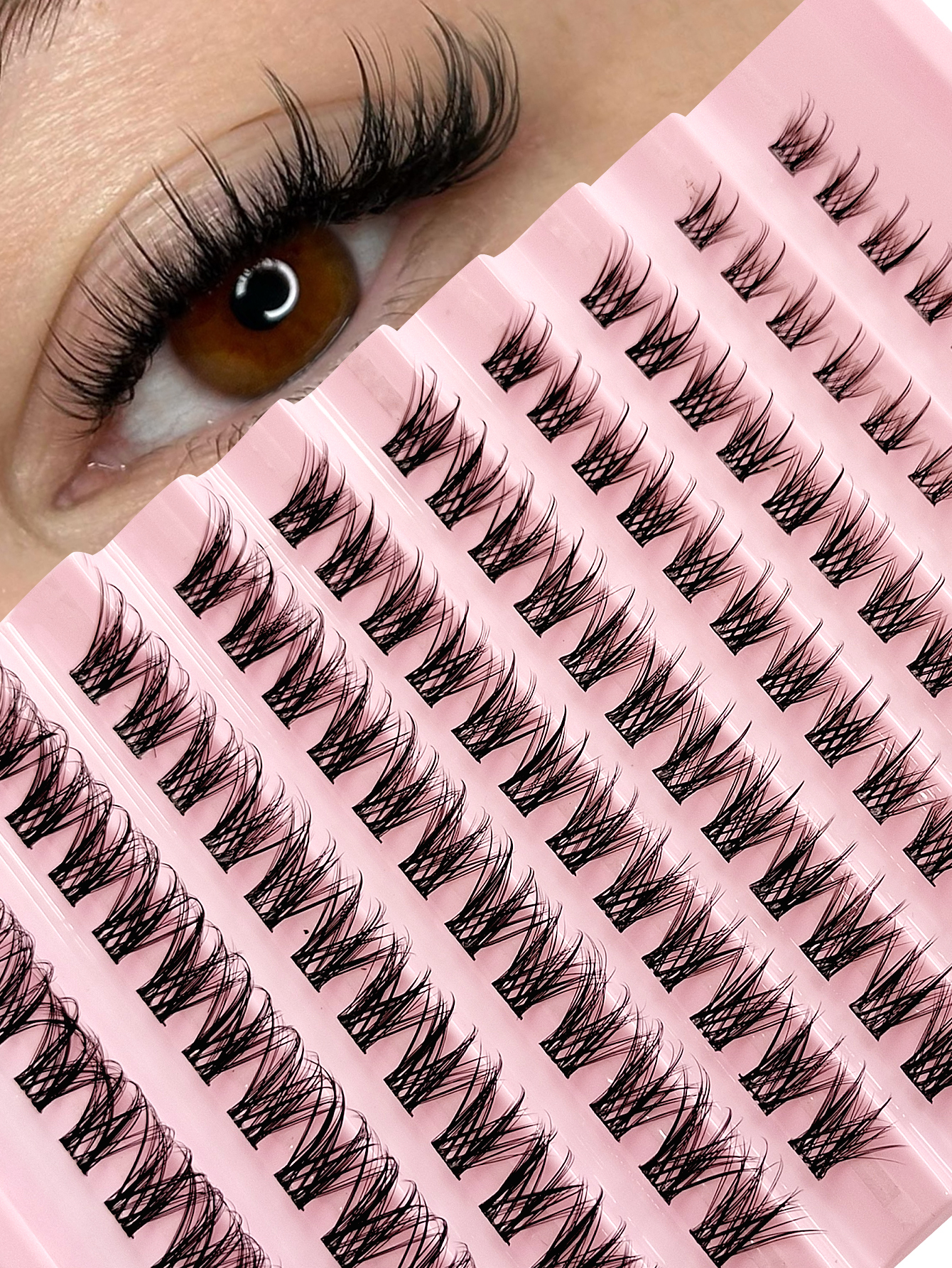 Sibeuna 120 Pcs D Curl Cluster Lashes Cat Eye Lashes DIY Eyelash, Fluffy, Natural,Reusable, Suitable Daily Life, Weddings, Dates, Party, Music Festivals