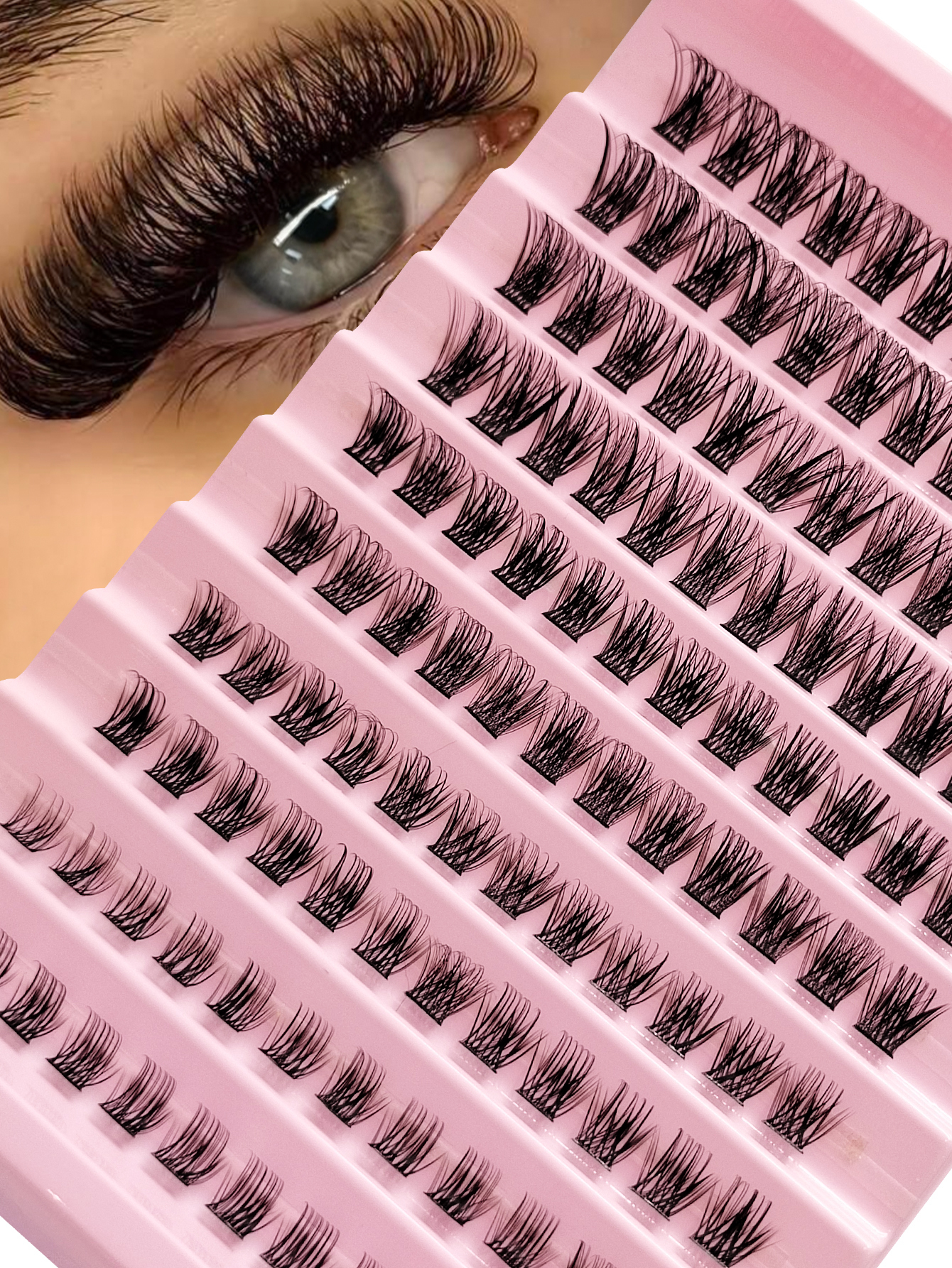 Sibeuna 120 Pcs D Curl Mixed Length 8-16mm Fluffy Light Natural Eyelashes DIY Eyelashes Can Be Reused Makeup, Eyelash Clusters, Single False Eyelashes