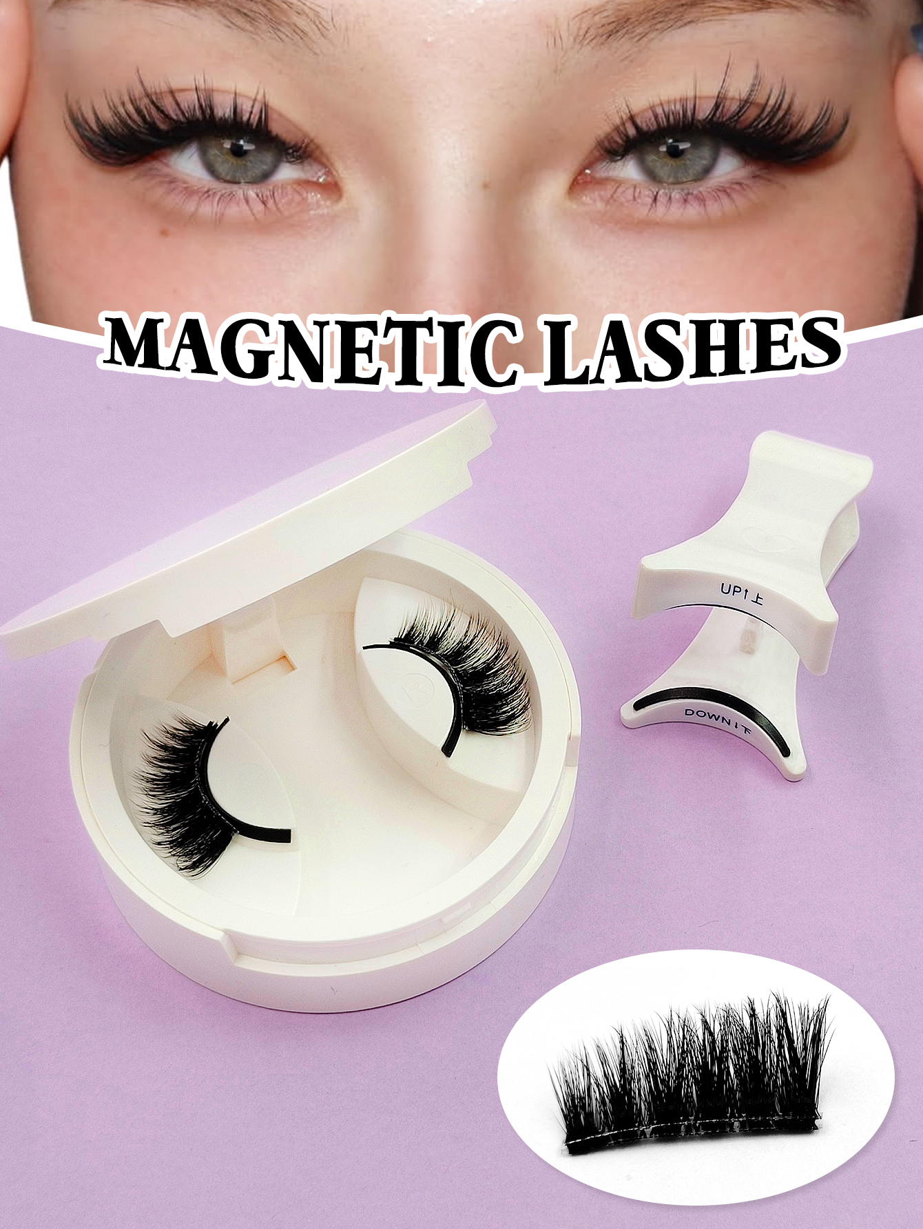 Sibeuna A Pair Magnetic False Eyelashes,Half Eyelash,Short Magnetic Eyelashes,Natural Cat Eye Makeup Effect Reusable,Suitable For Beginners Easy To Use Salon-Quality Long-Lasting False Eyelash Extensions,Magnetic Lashes