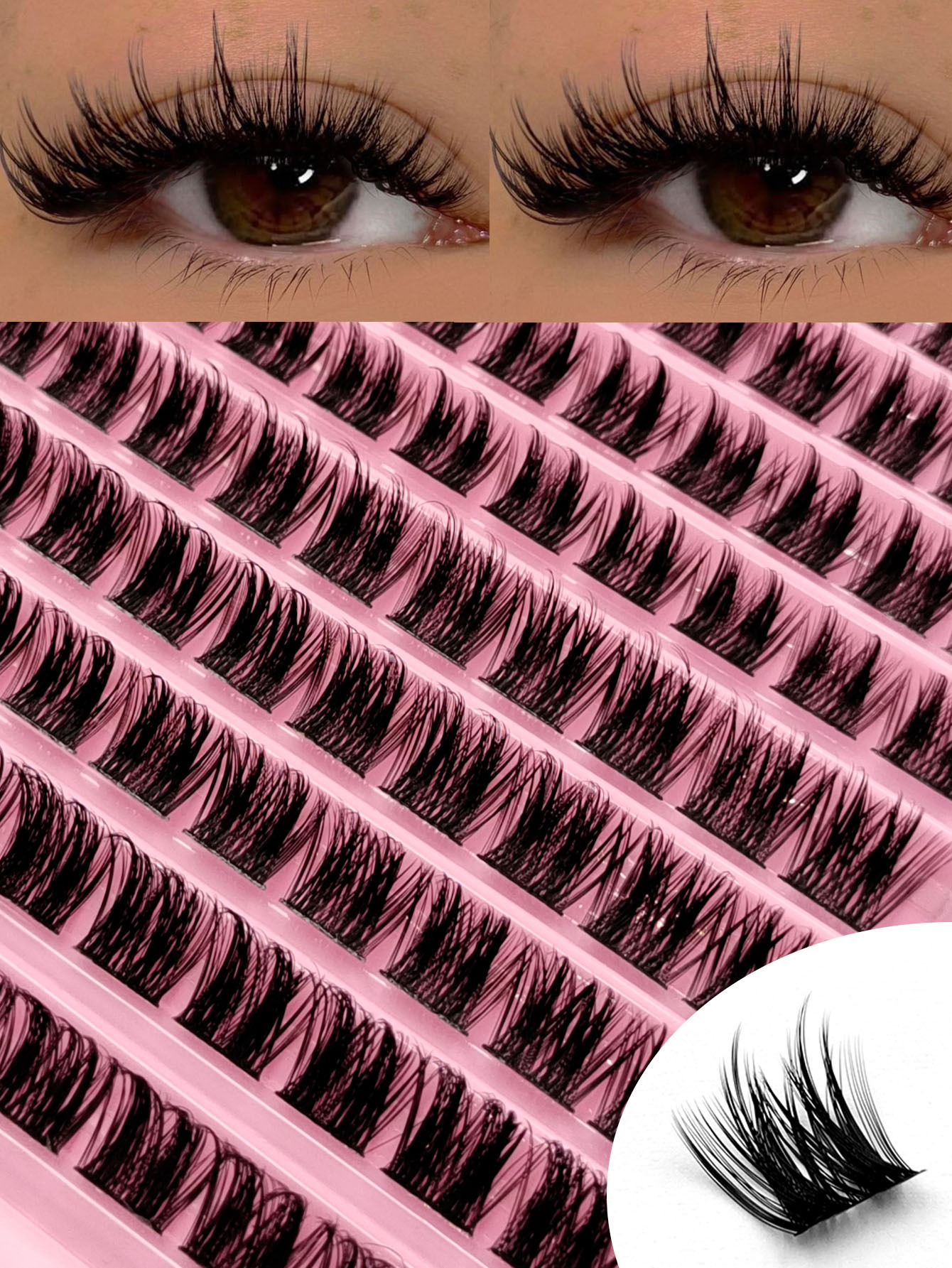 Sibeuna 100PCS Fluffy Soft Clusters Lashes Reusable And Durable Eyelashes Natural Look Eyelash Clusters Comfortable DIY Eyelashes Extensions