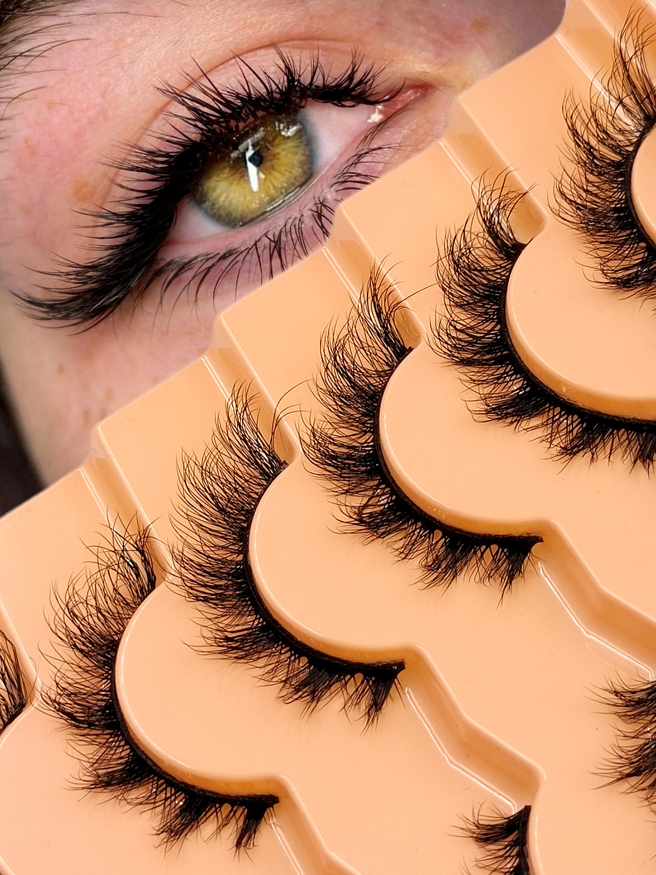 Sibeuna 7 Pairs Cat Eye Eyelashes Fox Eye Lashes Faux Mink Lashes Natural Look Fluffy Wispy Eyelashes Soft Lash Extension Makeup Tools Strip Lashes, Lashes, Eyelashes, Fake Lashes