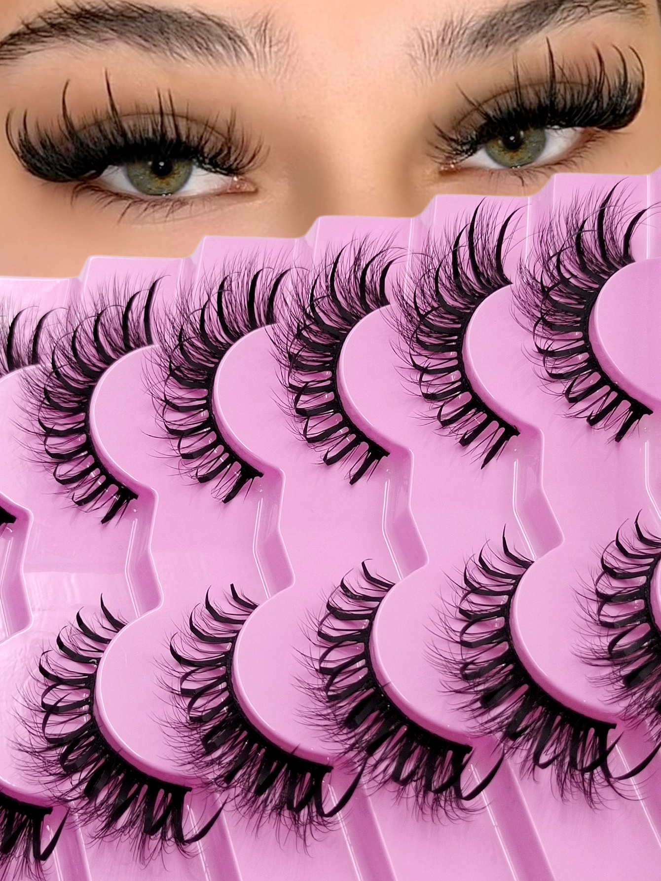 Sibeuna 7 Pairs Comic Styles Lashes Spiky Lashes Dramatic Look Fluffy Soft False Eyelashes Manga Lashes Wet Look Wispy Eyelashes End Eye Elongated Lashes