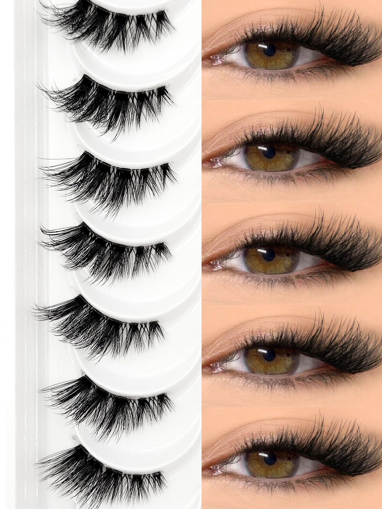 Sibeuna 8 Pairs Half Striped False Eyelashes, Natural Extension Cat Eye Lashes, Soft 3D Half Lashes, Transparent Band, Criss-Cross Fluffy Lashes, Suitable For Daily And Party Makeup