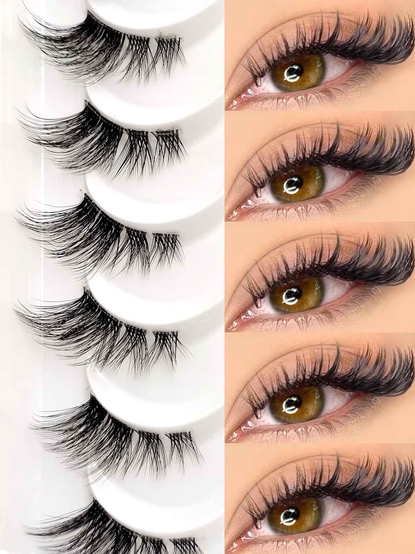 Sibeuna 8 Pairs Half False Eyelashes, Cat Eye Corner Eyelashes Natural Look Lashes, Fluffy Soft Half Lashes, Wispy Lashes Suitable For Daily And Party Makeup Travel Essentials