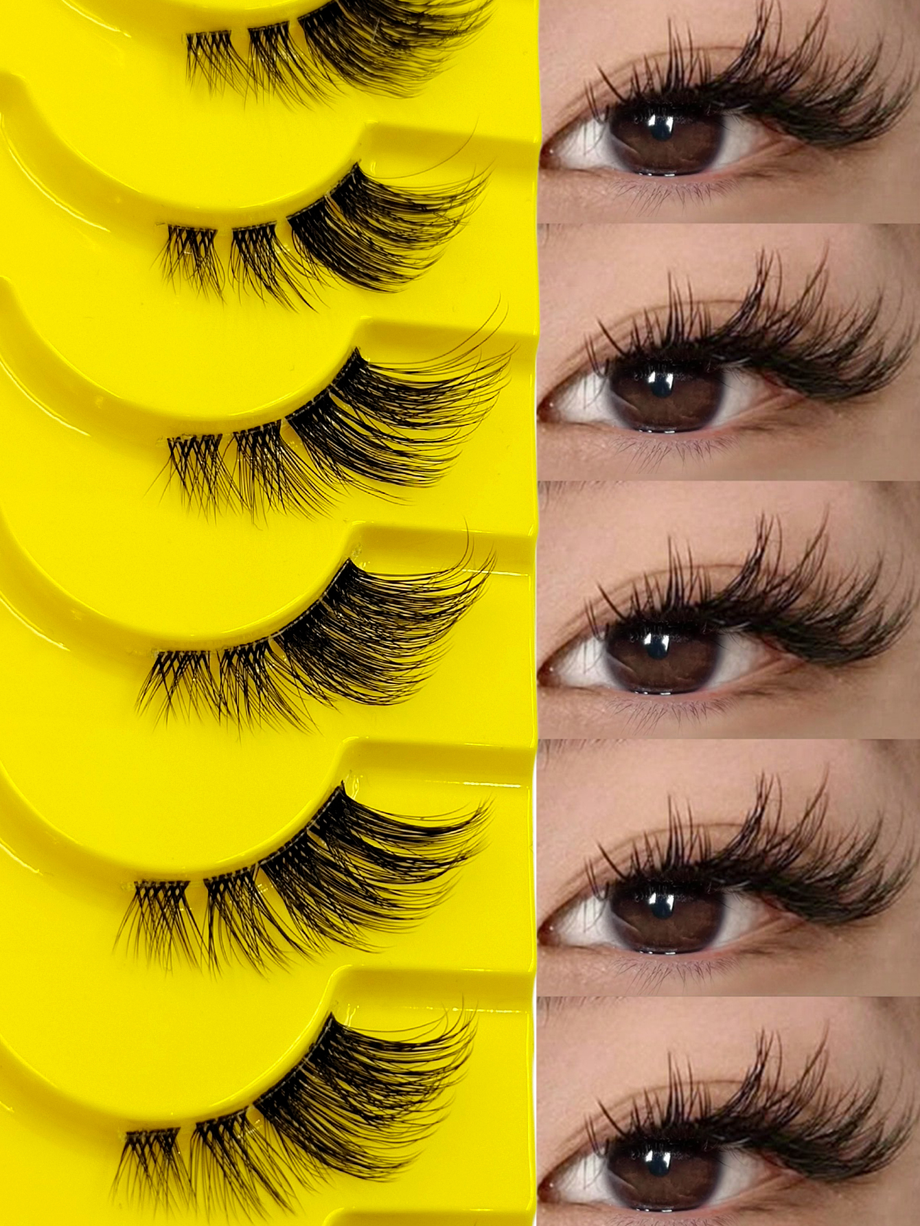 Sibeuna 10 Pairs Half Lashes Clear Band Fox Eyes Eyelashes,Cat Eye False Eyelashes Fluffy Faux Mink Eyelashes Soft Natural Makeup,Fake Lashes,Gift For Travel，Vocation，Beach，Portable Lashes