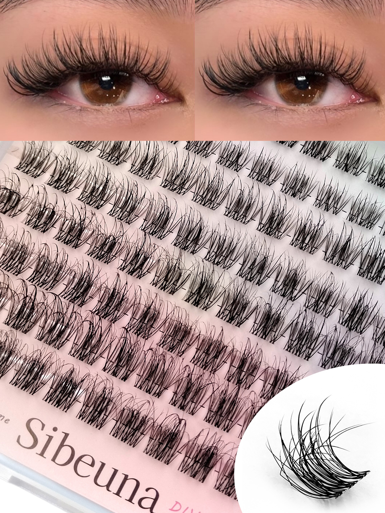 Sibeuna 96PCS Fluffy Lashes Natural Look Wispy Lashes D Curl Clusters Lashes Messy And Charming Lashes Travel Essentials Suitable For Beginners