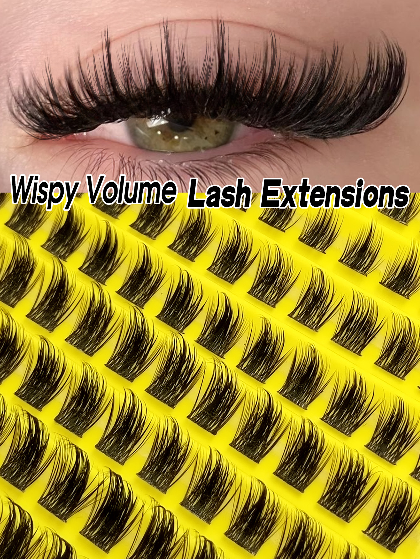 Sibeuna 120 Pcs D Curl Cluster Eyelashes, Wispy Fluffy Eyelash Clusters, Individual Eyelashes Extension Natural Single Soft Fans Eyelashes DIY Lash,Spikes Lashes