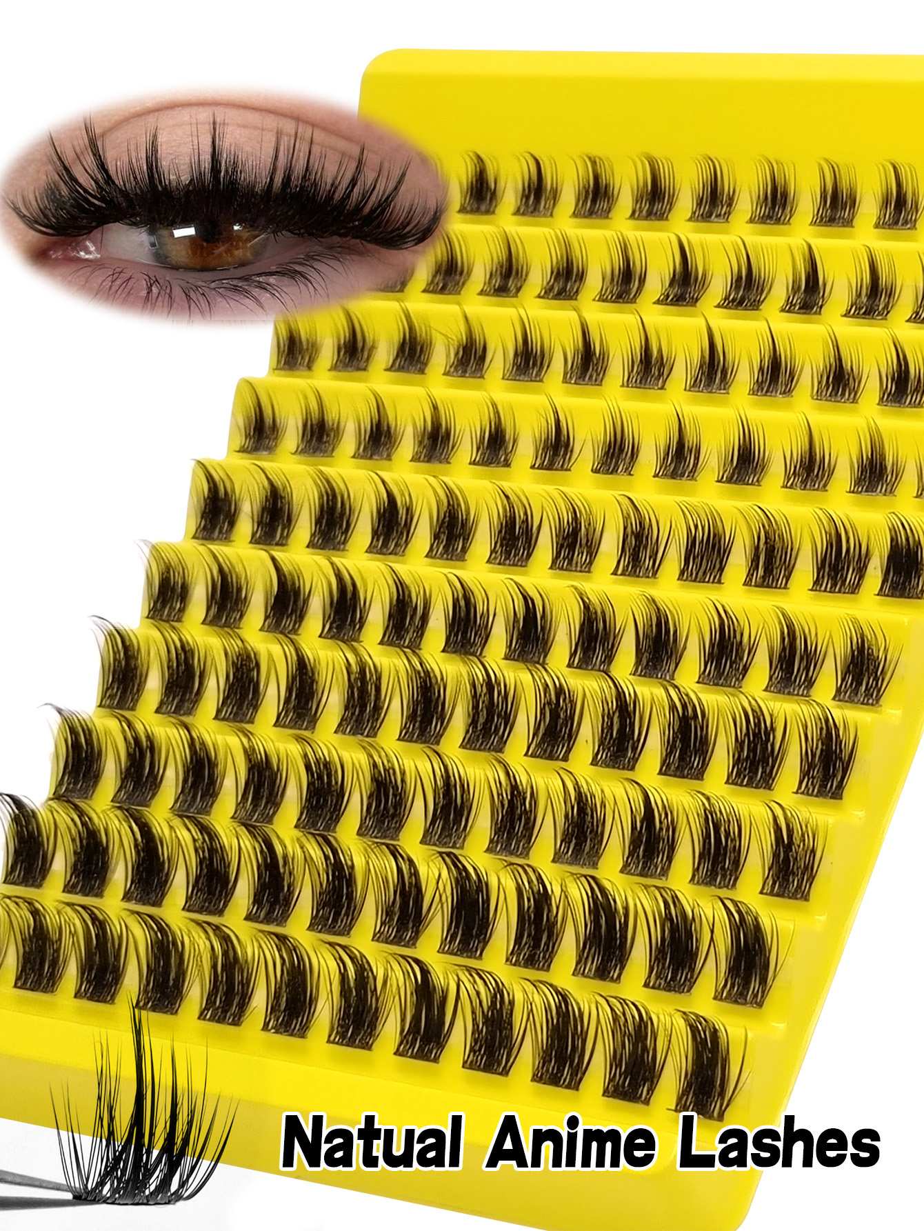Sibeuna 120 Pcs D Curl Cluster Eyelashes, Wispy Fluffy Eyelash Clusters, Individual Eyelashes Extension Natural Single Soft Fans Eyelashes DIY Lash,Spikes Lashes