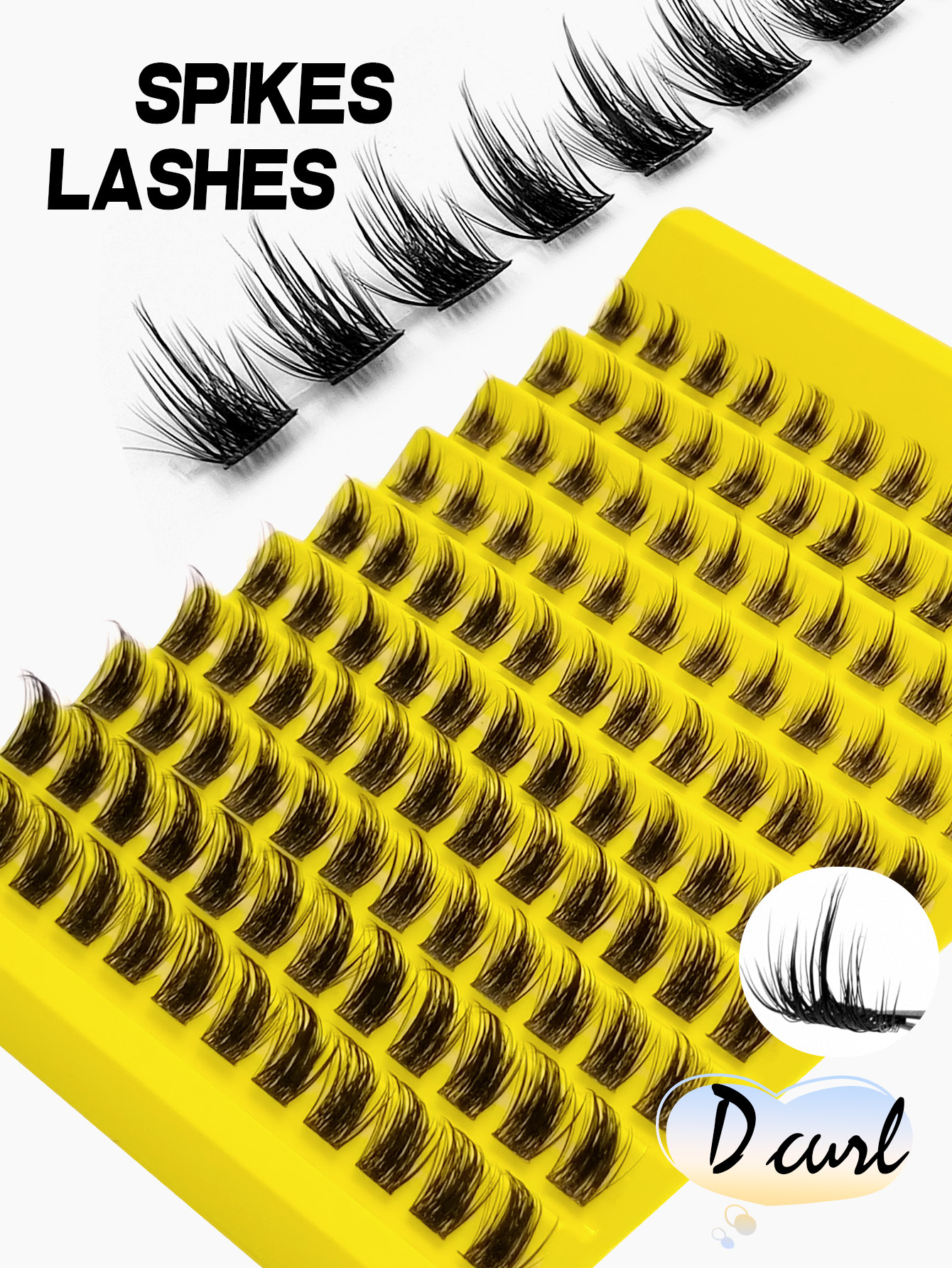 Sibeuna 120 Pcs D Curl Cluster Eyelashes, Wispy Fluffy Eyelash Clusters, Individual Eyelashes Extension Natural Single Soft Fans Eyelashes DIY Lash,Spikes Lashes