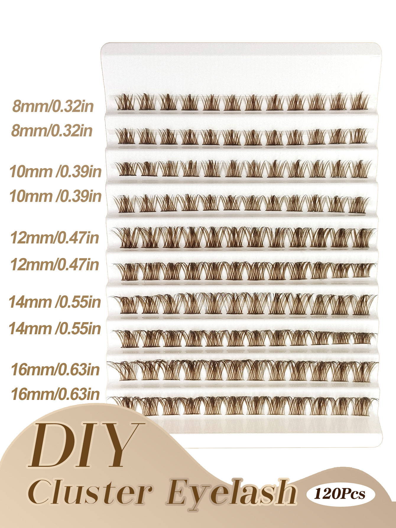 Sibeuna 120 Pcs D Curl Brown Cluster Eyelashes, Wispy Fluffy Eyelash Clusters Brown, Individual Eyelashes Extension Natural Single Soft Fans Eyelashes DIY Colorful Lash