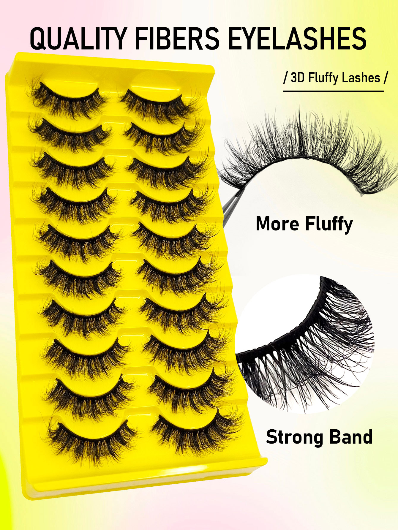 Sibeuna 10 Pairs Long Curl Cat Eye Lashes,Beginner-friendly Reusable Use False Eyelashes, Long Soft 3d Faux Mink Lash Extension Makeup,Lashes,Fake Lashes