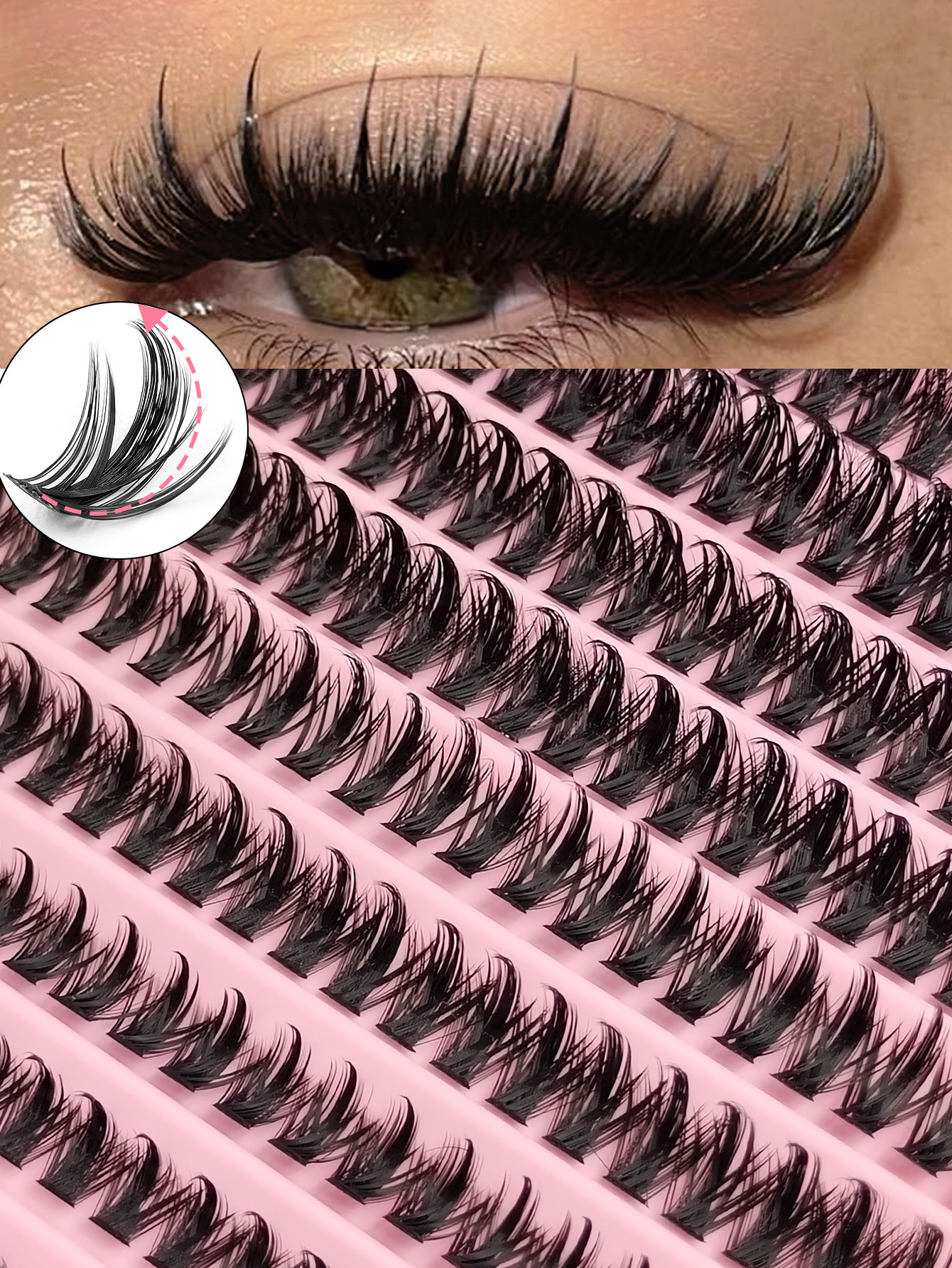 Sibeuna 200PCS D Curl Fairy Single Pointed Clusters Individual Cluster Lash, 8-16mm Spikes Lashes, Selection High Quality DIY Eyelash Extension, Wispy Cluster Lash, Thin Band Natural False Eyelashes, Beginner-friendly Eye Makeup Tools