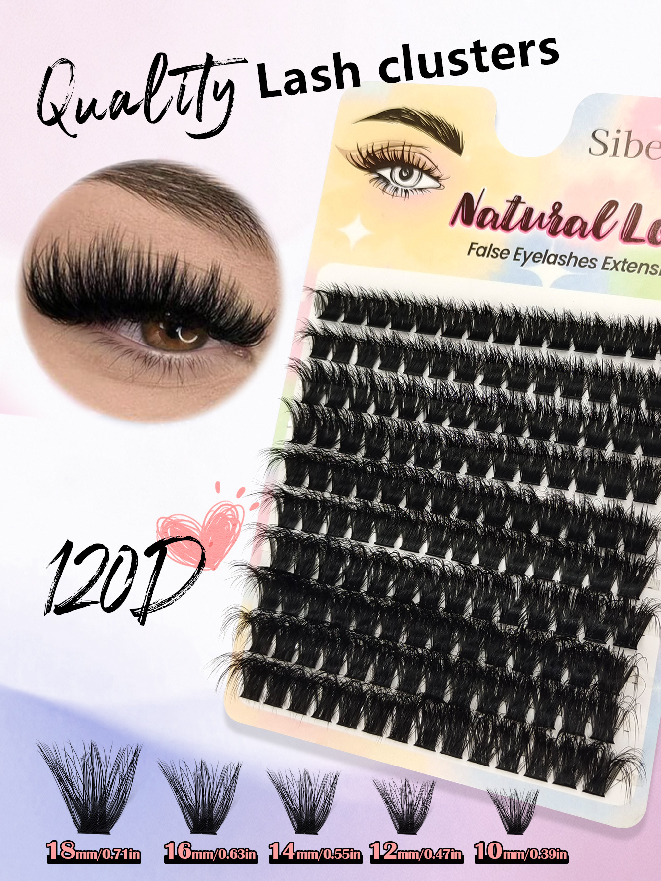 Sibeuna 140pcs D Curl Individual False Eyelashes, 120D Thick & Volume, Soft & Fluffy, Beginner-Friendly, Creates Natural Look, Easy DIY Segmented False Lashes, Long-Lasting & Dense