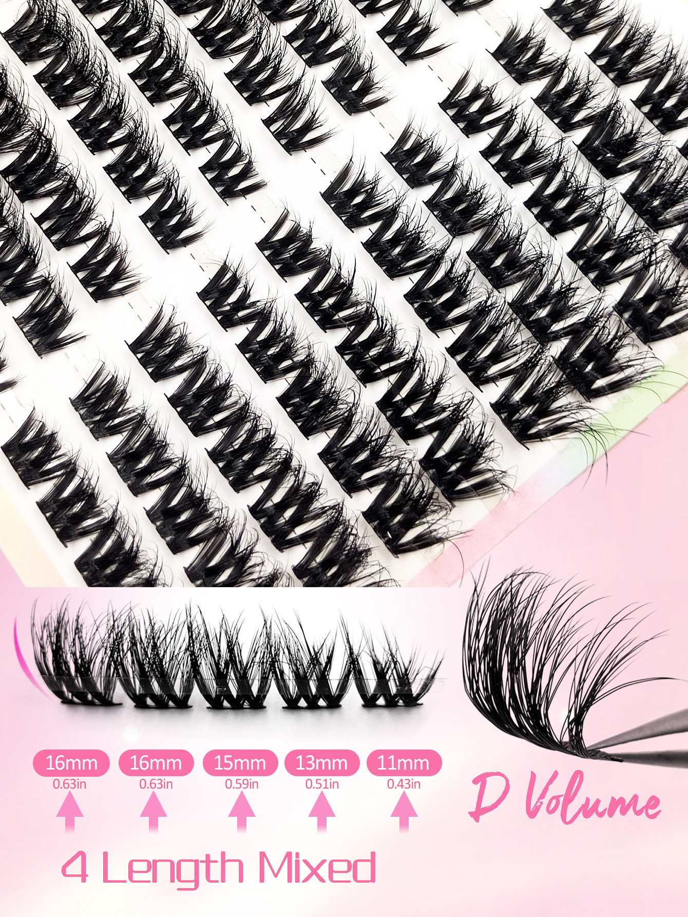 Sibeuna 100pcs D-Curl Quality Fibers Thin False Eyelashes, 11-16mm Mixed Length, Fluffy & Lengthening Individual Lashes, Charm & Volume, Suitable For Home Lash Extension, Beginners Clusters Lashes,DIY Cat Eye Lashes,Natural Eyelashes