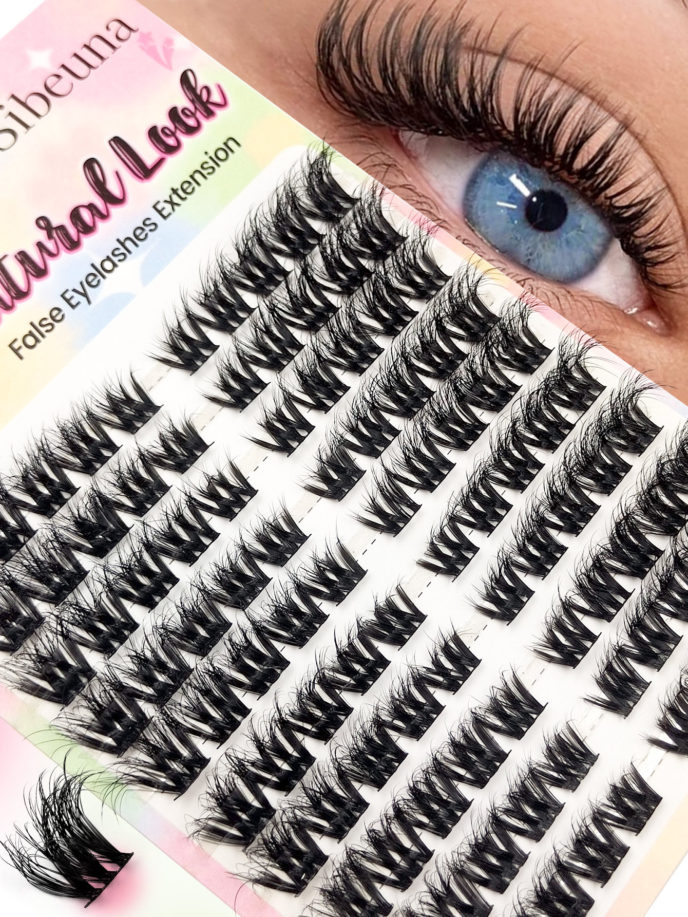 Sibeuna 100pcs D-Curl Quality Fibers Thin False Eyelashes, 11-16mm Mixed Length, Fluffy & Lengthening Individual Lashes, Charm & Volume, Suitable For Home Lash Extension, Beginners Clusters Lashes,DIY Cat Eye Lashes,Natural Eyelashes