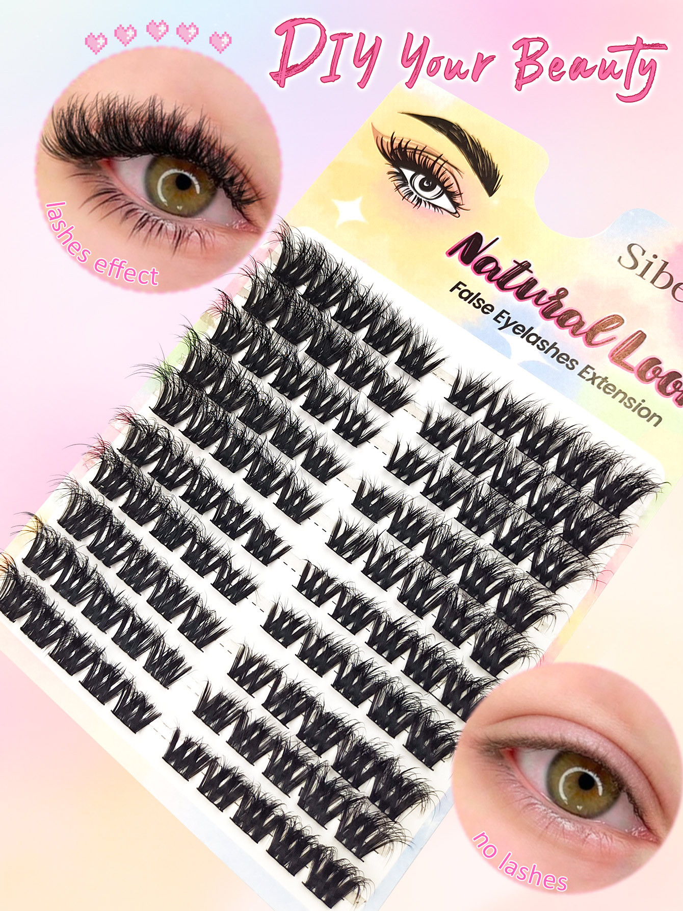 Sibeuna 100pcs D-Curl Quality Fibers Thin False Eyelashes, 11-16mm Mixed Length, Fluffy & Lengthening Individual Lashes, Charm & Volume, Suitable For Home Lash Extension, Beginners Clusters Lashes,DIY Cat Eye Lashes,Natural Eyelashes