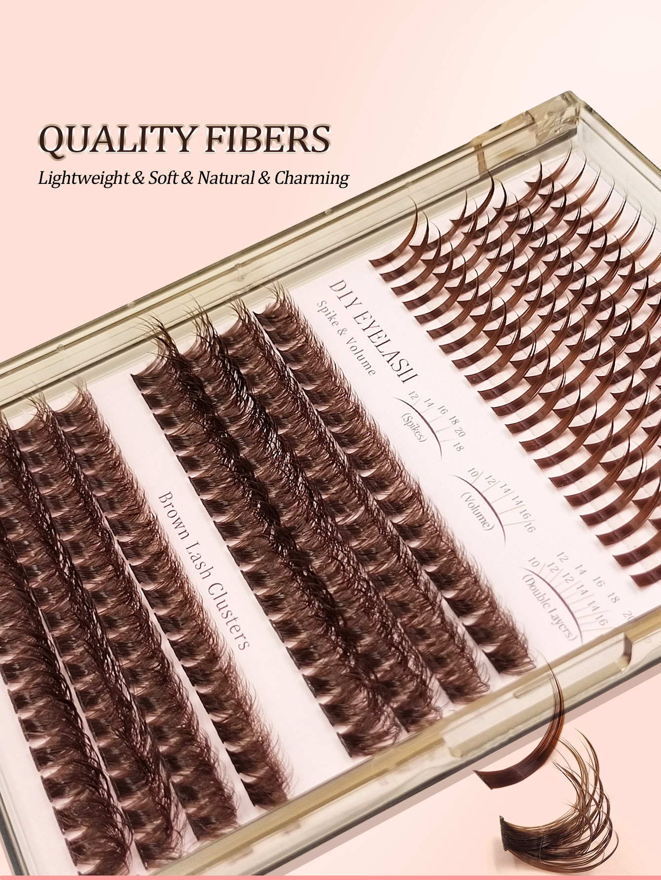 Sibeuna 3 IN 1 Brown Lash Clusters 228PCS 100D Fluffy Wet Long 10-20mm Brown Fairy Eyelash Volume Individual Lashes DIY Spiky Lash Extension Manga Faux Mink Strip Lashes Thick Lash Clusters,Lashes