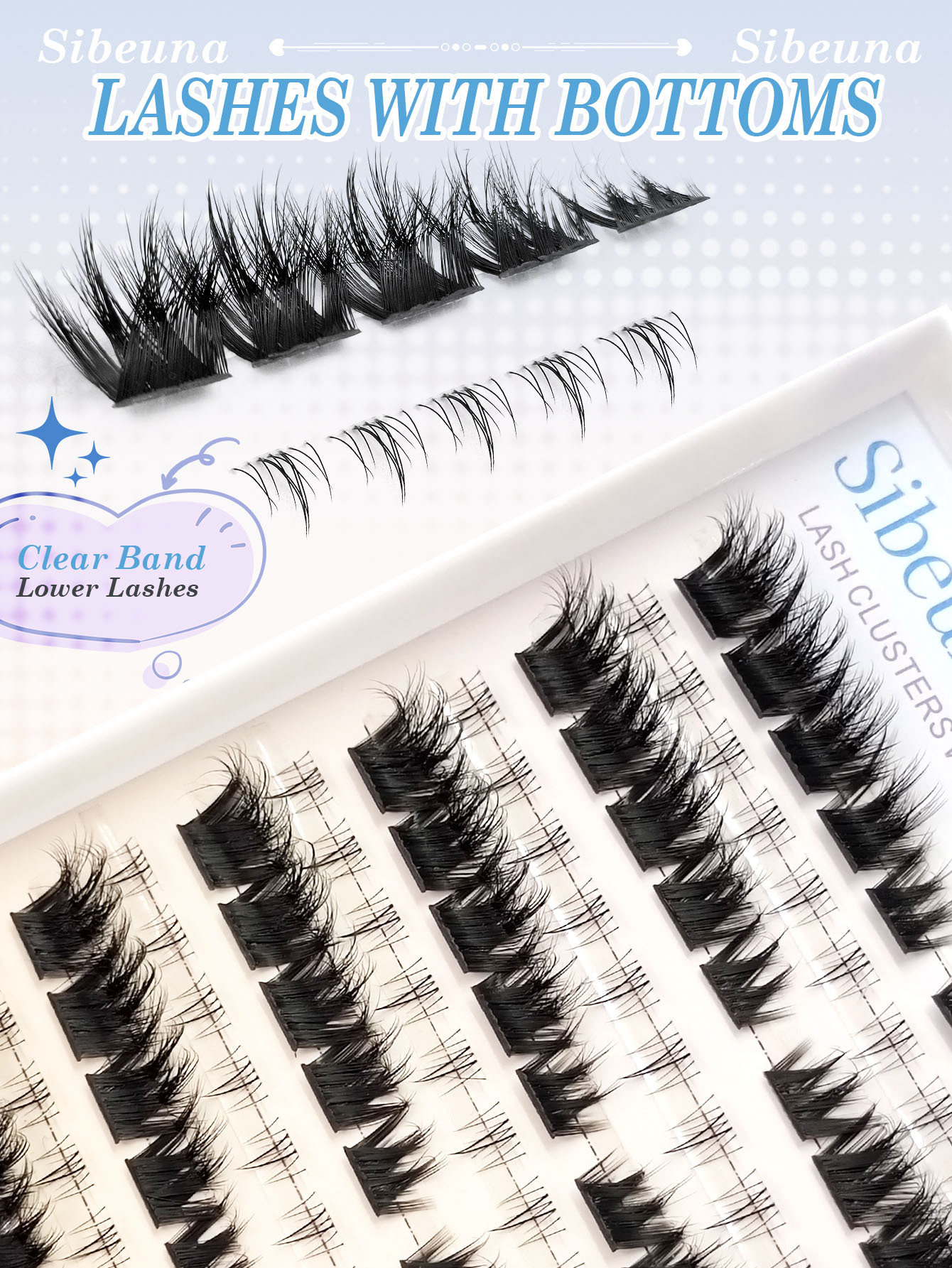 Sibeuna 2-in-1 Lashes Kit ：154PCS D Curly Fluffy Cluster False Eyelashes & Fairy Lower Eyelashes, Creating A Sexy And Charming Cat Eye Lashes Makeup Look For Dates, Daily,Gatherings, Other Occasions,Bottom Lashes