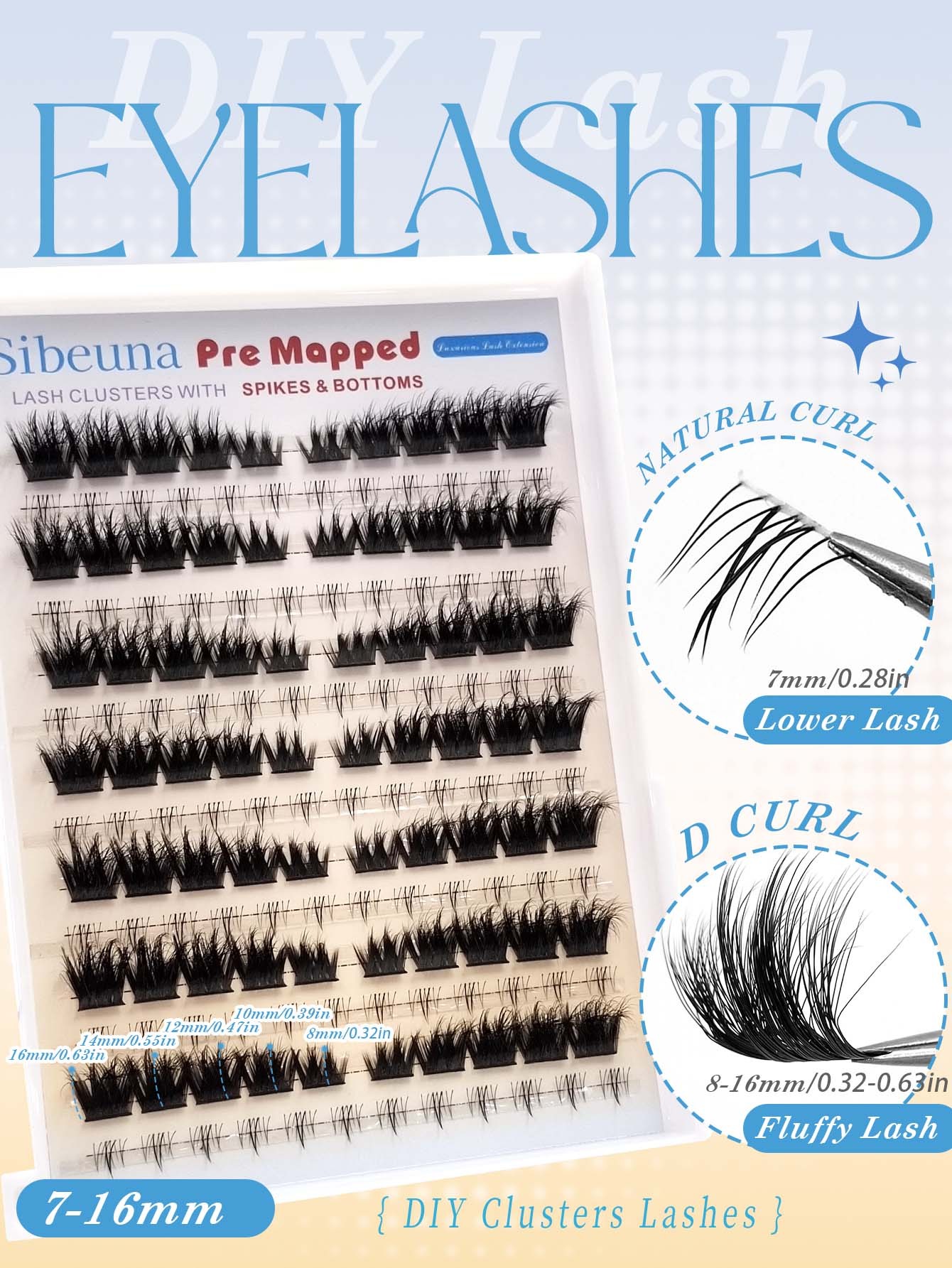 Sibeuna 2-in-1 Lashes Kit ：154PCS D Curly Fluffy Cluster False Eyelashes & Fairy Lower Eyelashes, Creating A Sexy And Charming Cat Eye Lashes Makeup Look For Dates, Daily,Gatherings, Other Occasions,Bottom Lashes
