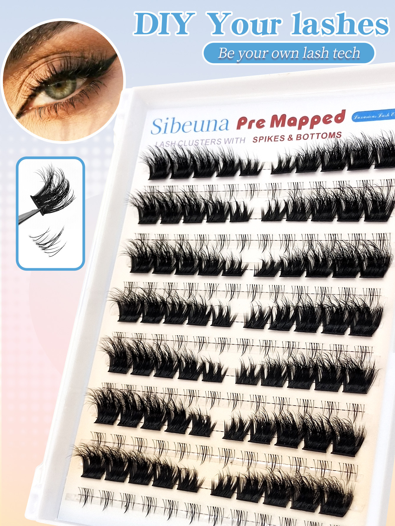 Sibeuna 2-in-1 Lashes Kit ：154PCS D Curly Fluffy Cluster False Eyelashes & Fairy Lower Eyelashes, Creating A Sexy And Charming Cat Eye Lashes Makeup Look For Dates, Daily,Gatherings, Other Occasions,Bottom Lashes