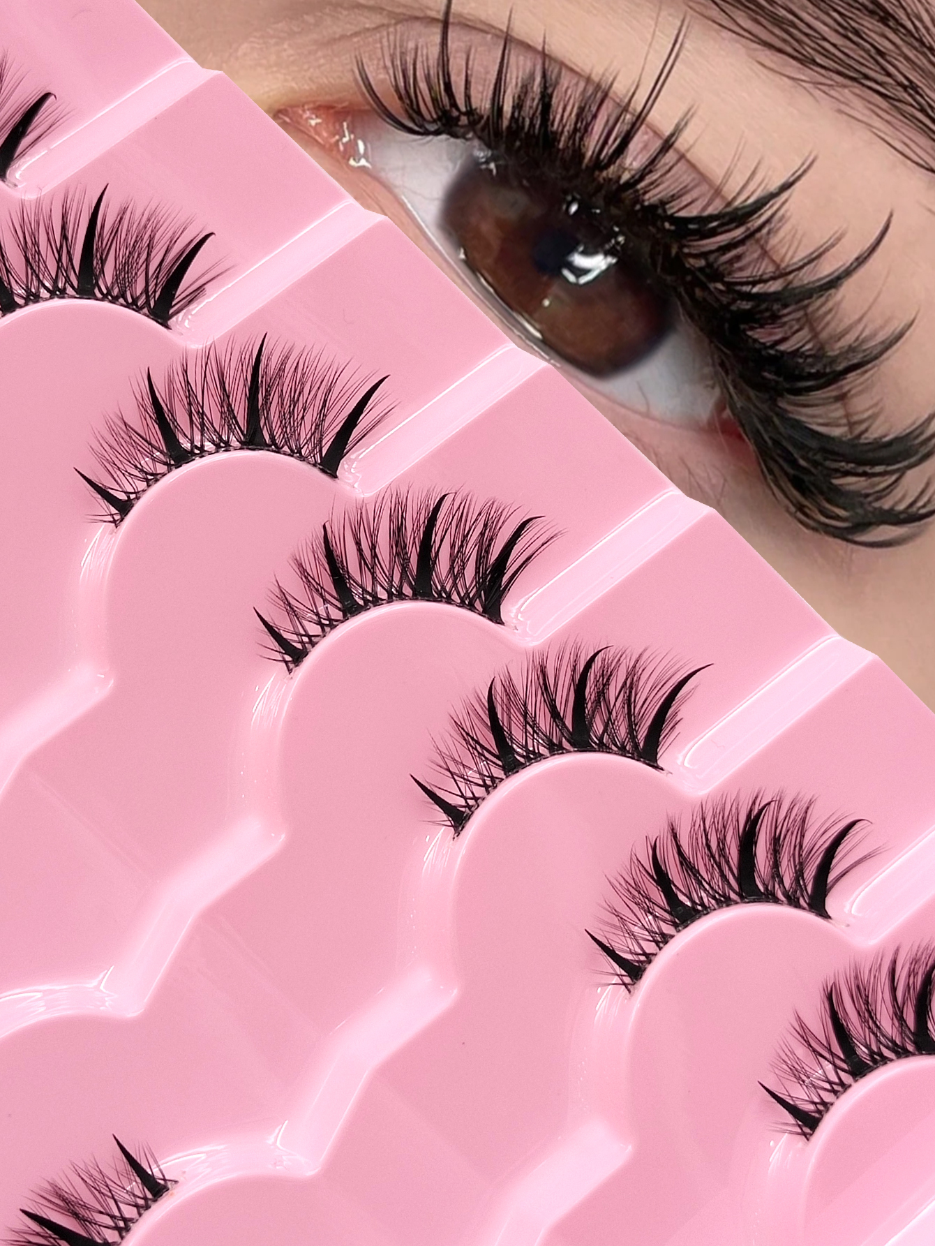 Sibeuna 7 Pairs Half Eye Lashes,Cartoon Style False Eyelashes,Tail Lengthening Eyelashes Thai False Eyelashes Cat's Eye Lashes Suitable For Holiday Party Travel Makeup