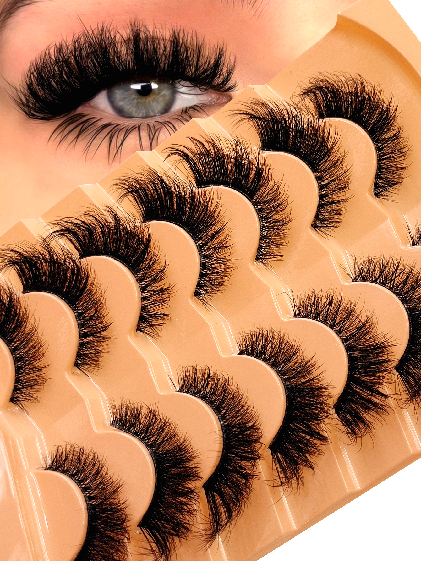 Sibeuna 7 Pairs Luxury Fluffy Thick False Eyelashes Dramatic Messy Faux Mink Reusable Soft Comfortable Strip Eyelashes,Full Strip Lashes