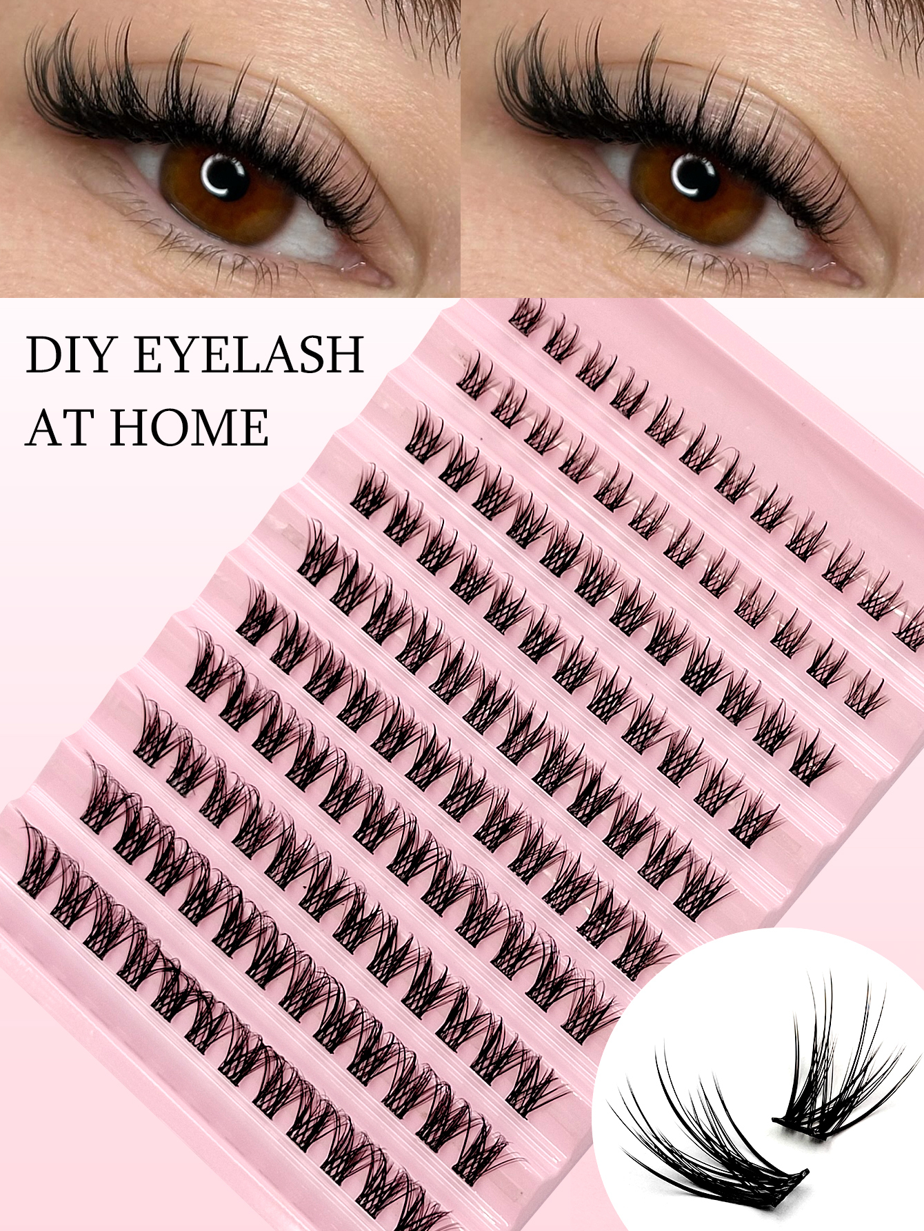 Sibeuna 120 Pcs D Curl Cluster Lashes Cat Eye Lashes DIY Eyelash, Fluffy, Natural,Reusable, Suitable Daily Life, Weddings, Dates, Party, Music Festivals
