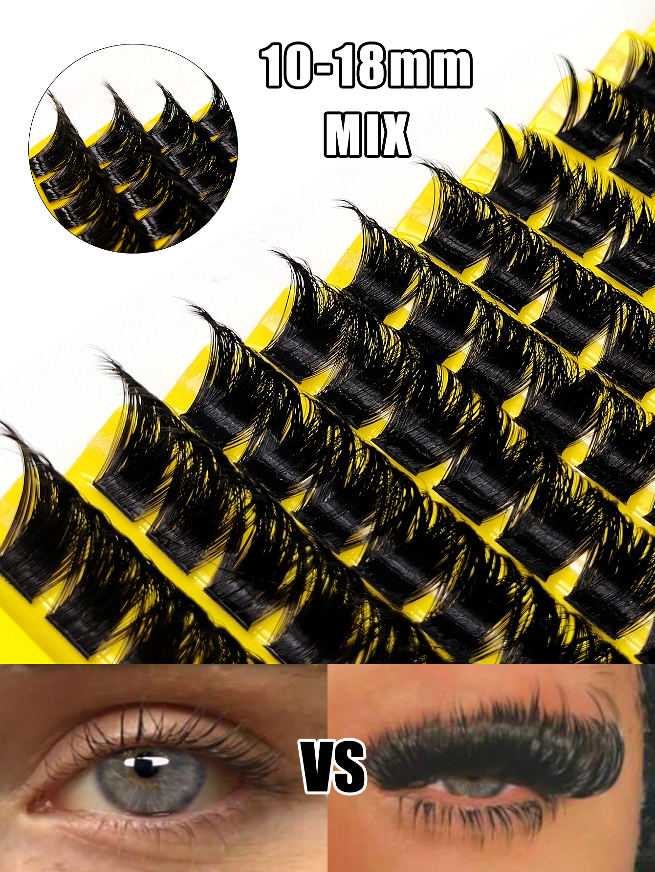 Sibeuna 100 Pcs D-Curl DIY False Eyelash, 200D 0.07mm False Eyelash Extensions,Thick Cluster Lashes,Suitable For Beginners Home Use,Dense False Lashes