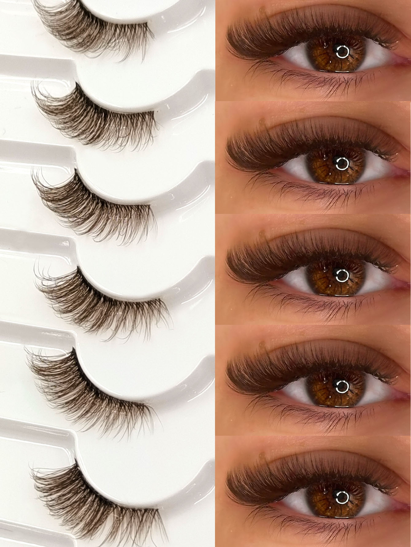 Sibeuna 7 Pairs Brown Half Lashes Eid Cat Eye Effect Corner Eyelashes Fluffy Soft With Clear Band Eyelashes Natural Long Corner False Lashes Comfortable Reusable Suitable For Daily Wear Portable Travel Parties Gifts