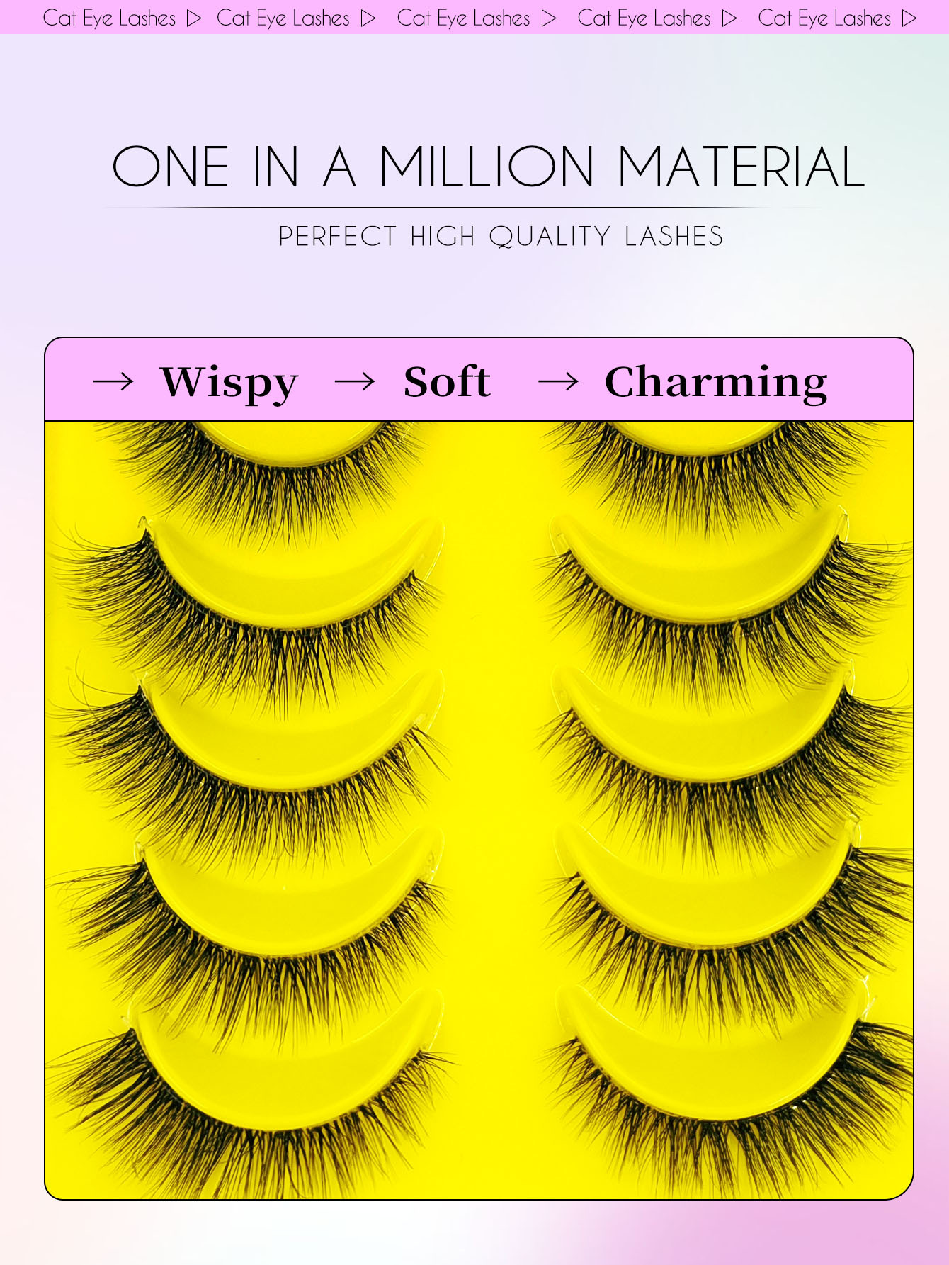 Sibeuna 6 Pairs Cat Eye Lashes, Transparent Band False Lashes, Fox Eye False Lashes, Faux Mink Lashes, Natural Makeup Effect, Short Lash Extensions Long-lasting Makeup Strip Fake Eyelashes, Eyelashes, False Eyelashes
