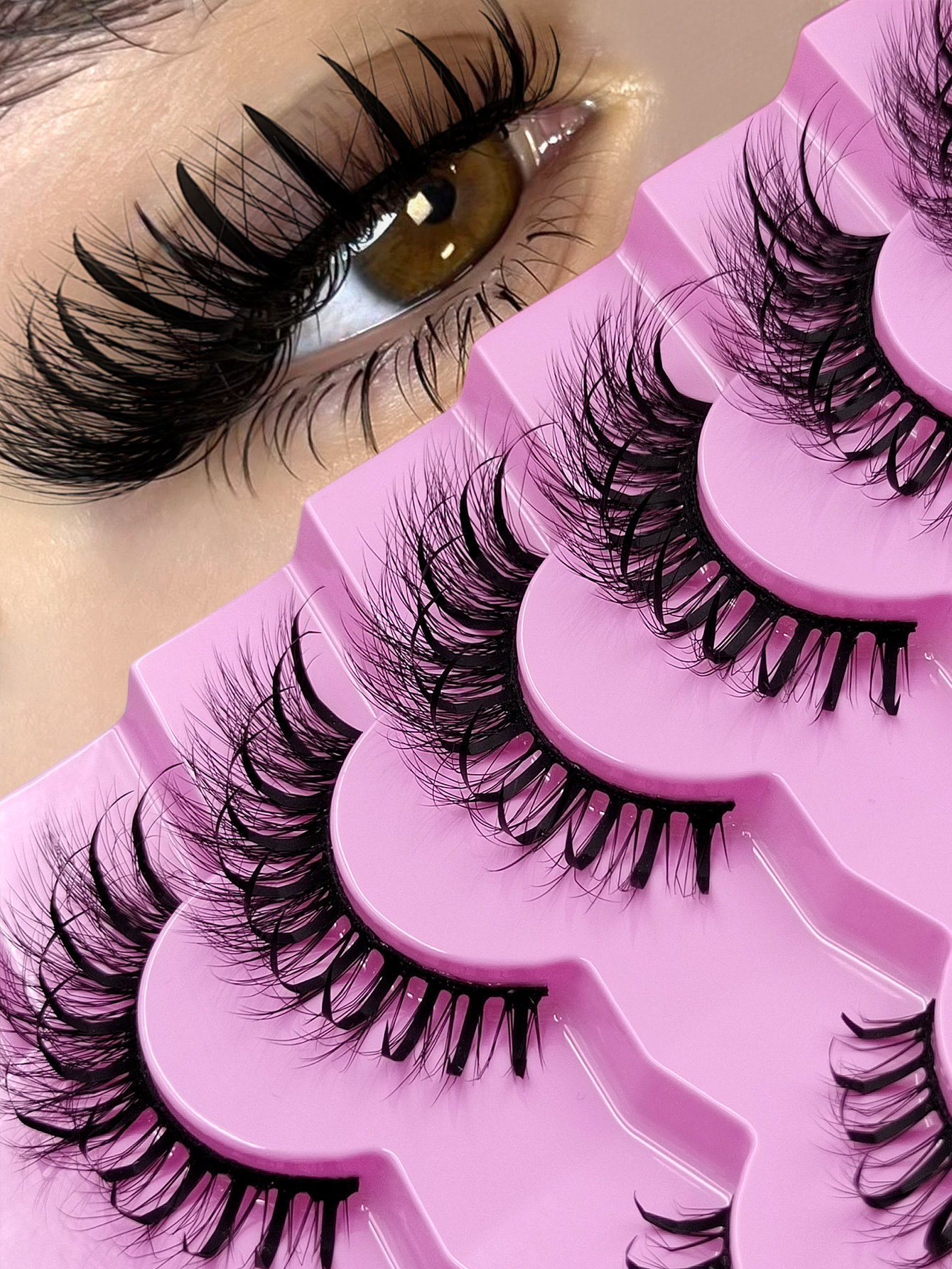 Sibeuna 7 Pairs Comic Styles Lashes Spiky Lashes Dramatic Look Fluffy Soft False Eyelashes Manga Lashes Wet Look Wispy Eyelashes End Eye Elongated Lashes