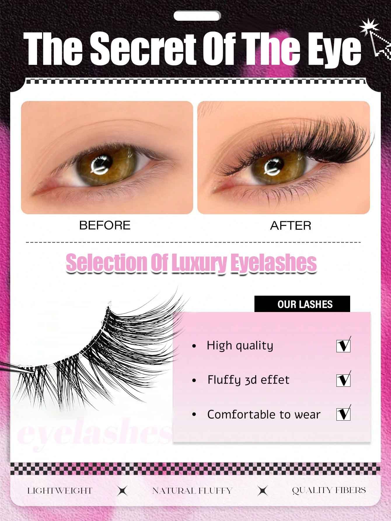 Sibeuna 8 Pairs Half False Eyelashes, Cat Eye Corner Eyelashes Natural Look Lashes, Fluffy Soft Half Lashes, Wispy Lashes Suitable For Daily And Party Makeup Travel Essentials