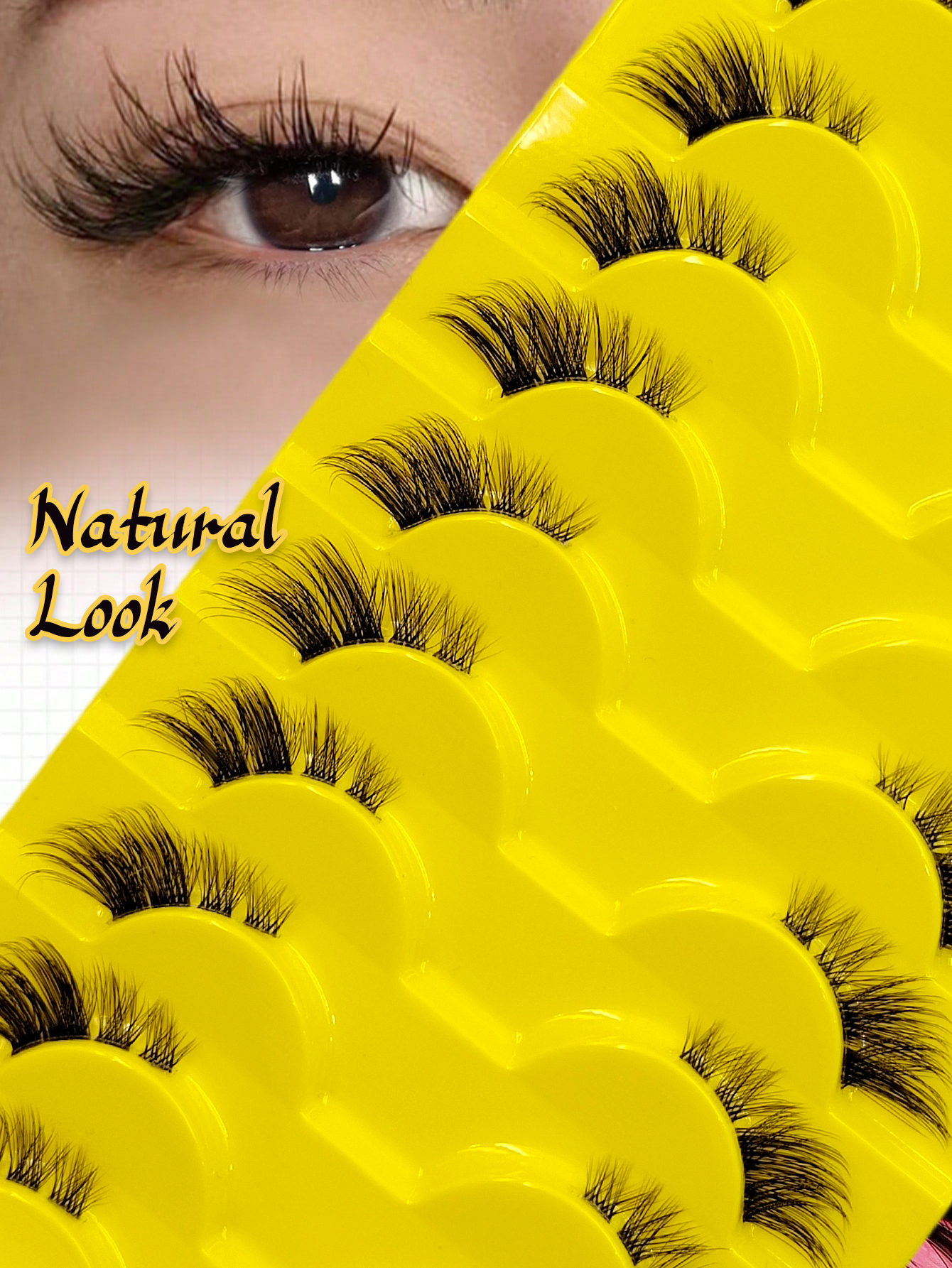 Sibeuna 10 Pairs Half Lashes Clear Band Fox Eyes Eyelashes,Cat Eye False Eyelashes Fluffy Faux Mink Eyelashes Soft Natural Makeup,Fake Lashes,Gift For Travel，Vocation，Beach，Portable Lashes
