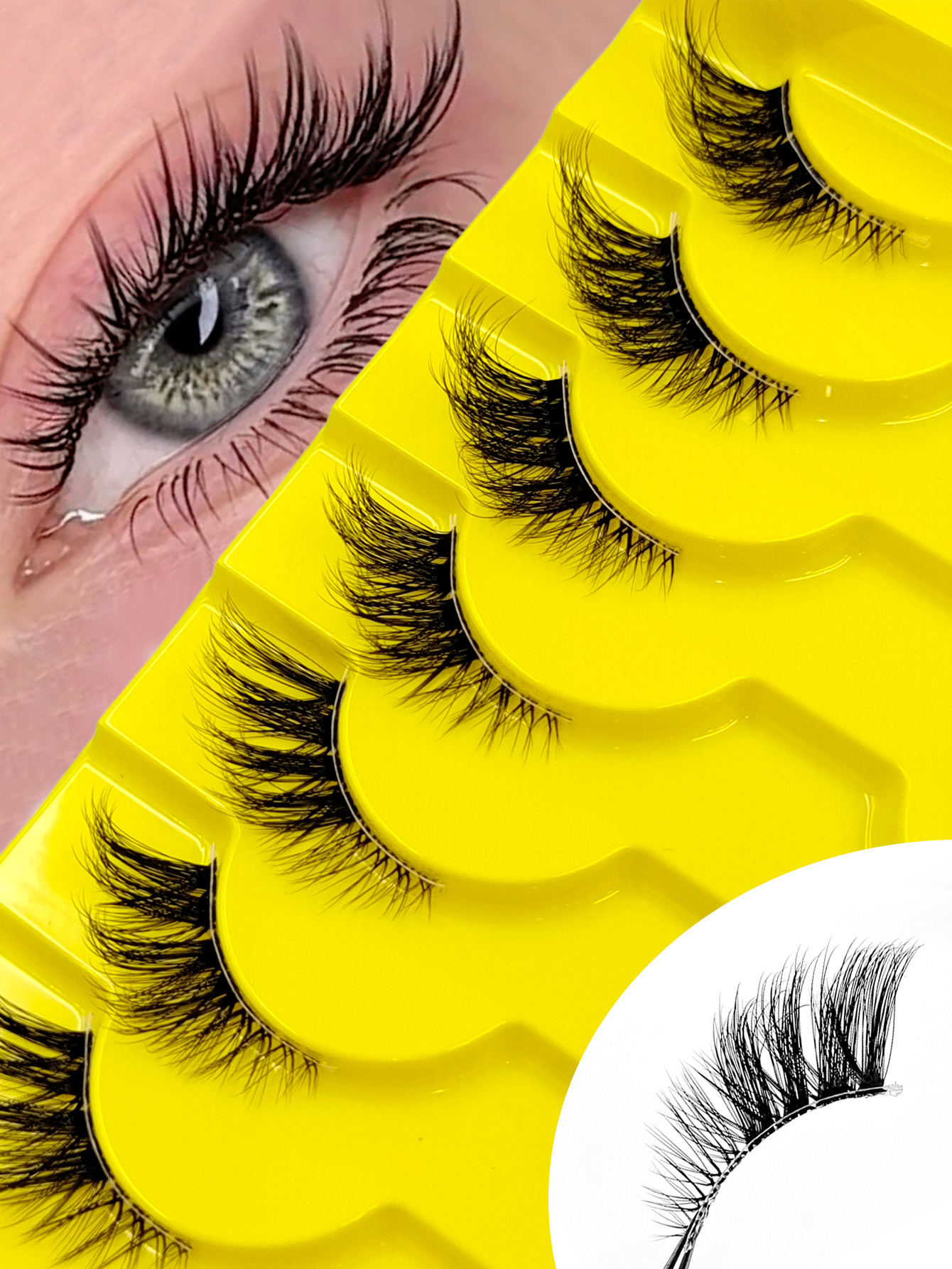Sibeuna 10 Pairs Half Lashes Cat Eye False Lashes Clear Band Eyelashes Fluffy & Crossed Faux Mink Lashes Soft Natural Makeup,Fake Lashes,Gift For Women & Girl,Suitable For Party, Holiday Eye Makeup